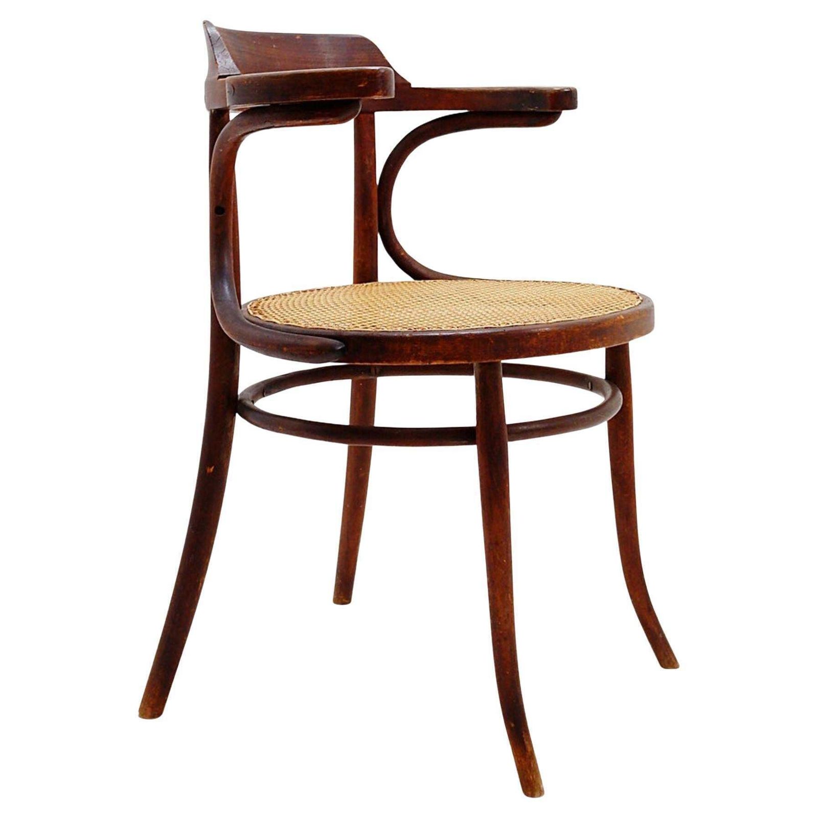 Thonet Style Bentwood Chair, Stained Beech, Art Deco, 1950s Design