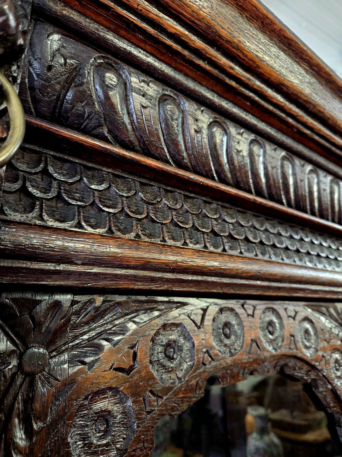 Large 19th Century Dutch Neo Renaissance Carved Oak Library Cabinet Bookcase C.1880 photo buy