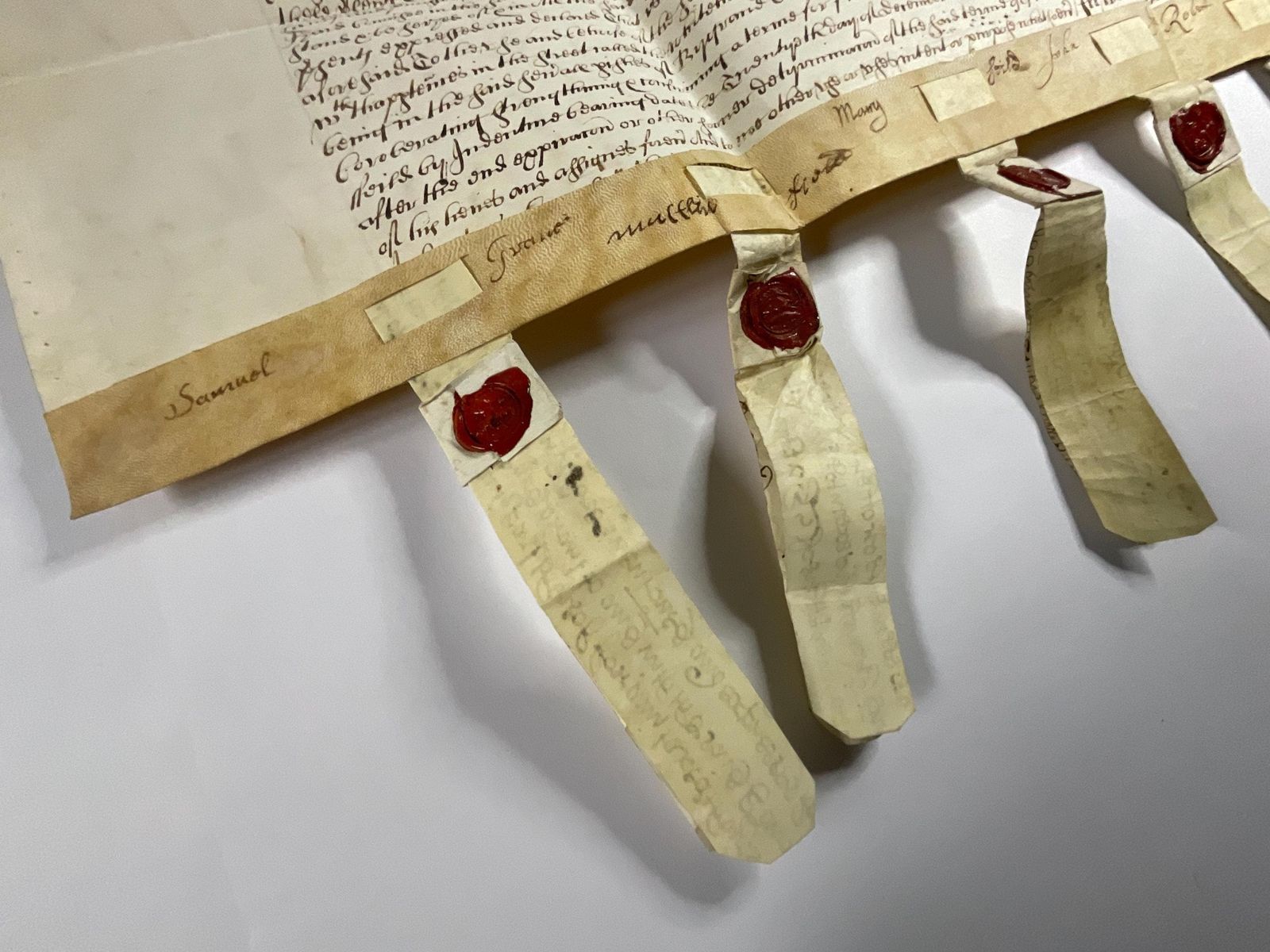 Rare 1693 Vellum Document With Four Seals. William & Mary Property Indenture.