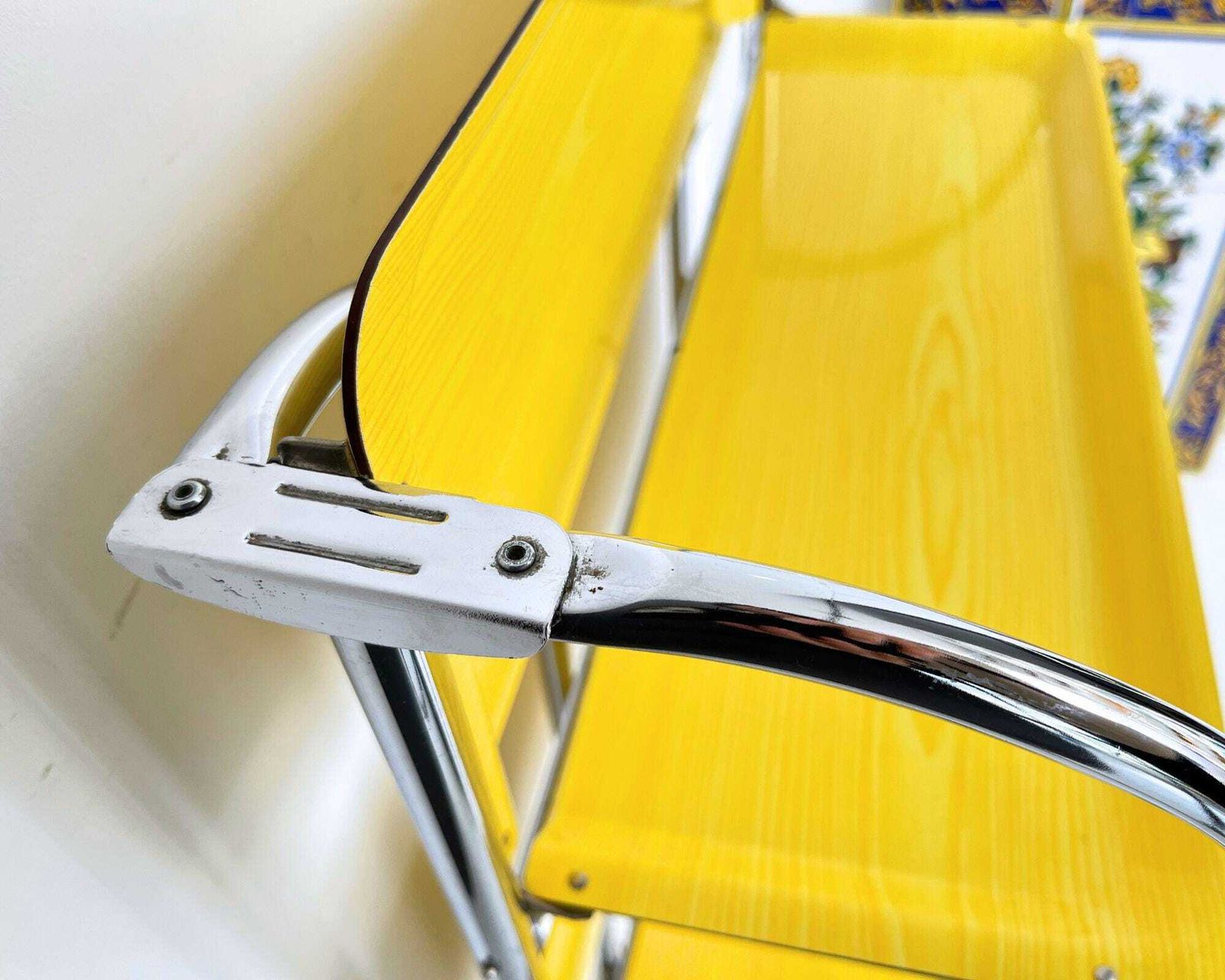 Yellow Bar Cart | Folding Drinks Trolley | 1970s Dinett photo vinterior