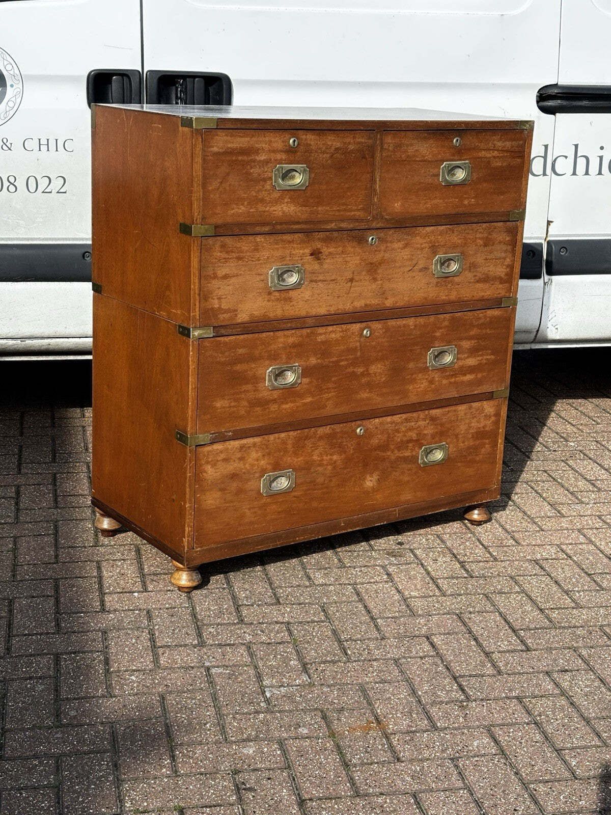 Brass Bound Mahogany Campaign Chest, Stamped Ross & Co, Dublin, Superb Quality. photo buy