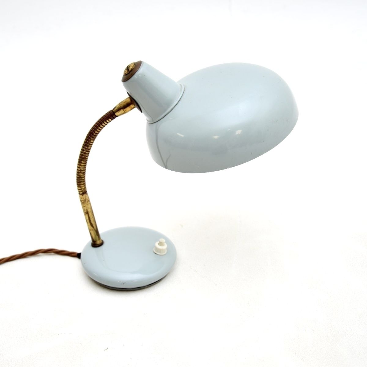 Vintage French Enamelled Tole And Brass Desk Lamp photo vintage