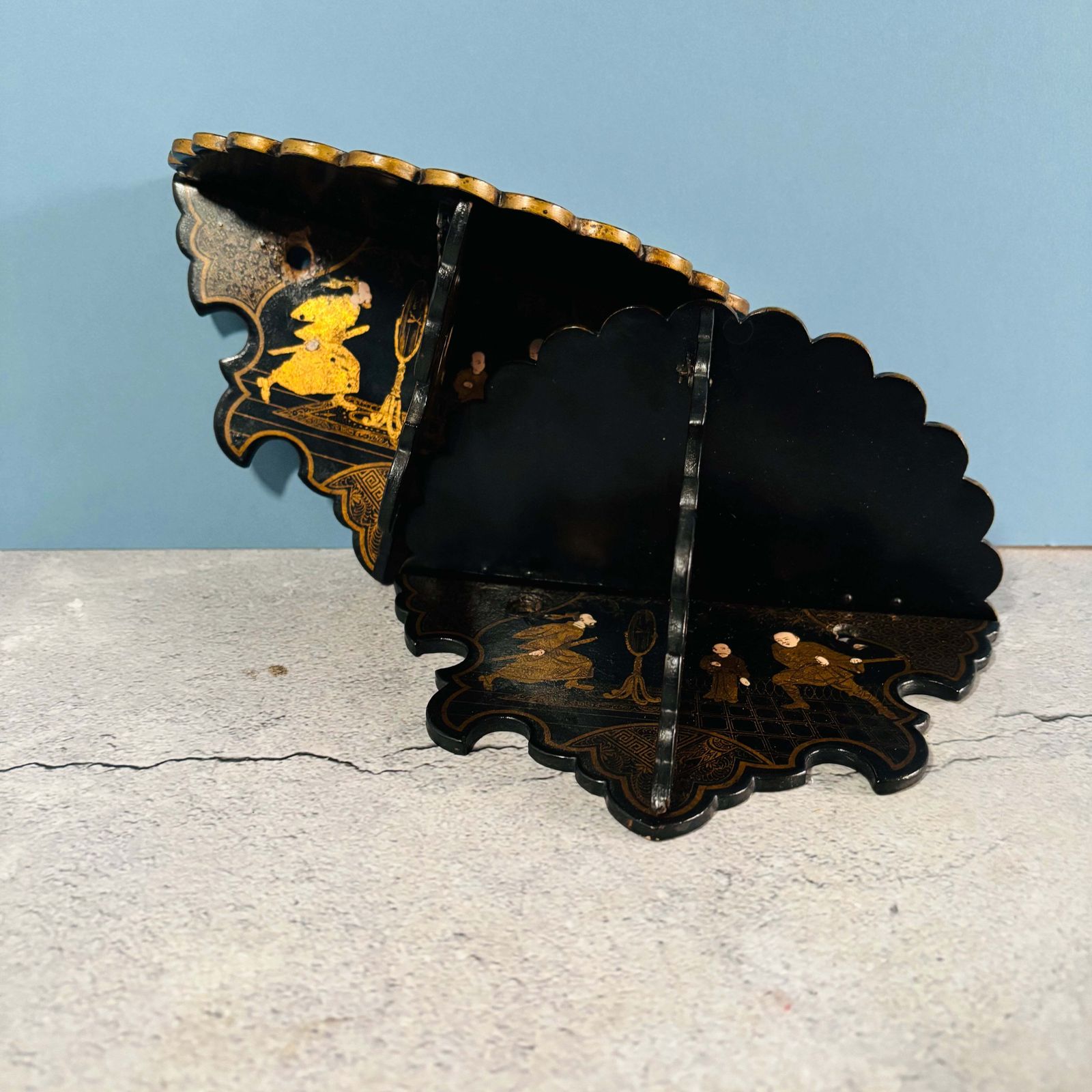 110.0 Antique Chinoiserie Japanese Lacquer Wall Shelves photo