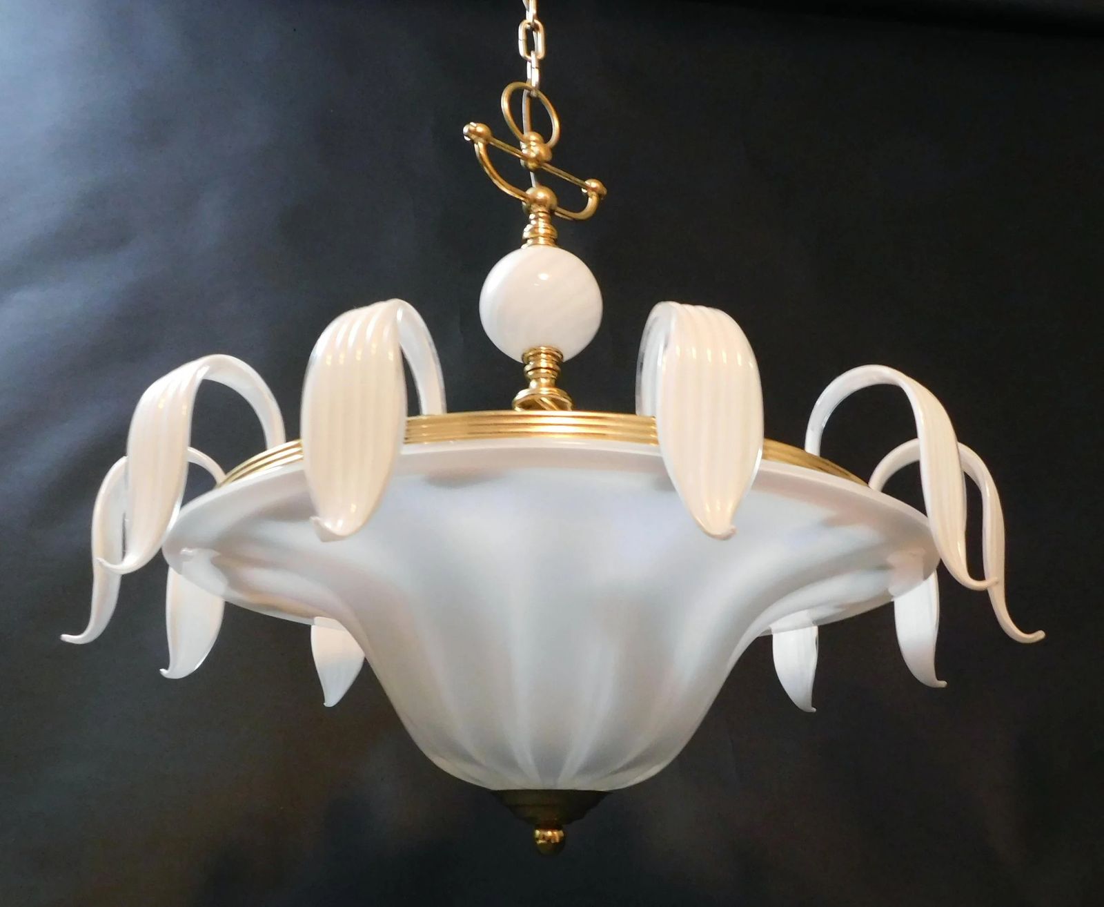 Milky White Murano Chandelier, 1960s photo for sale
