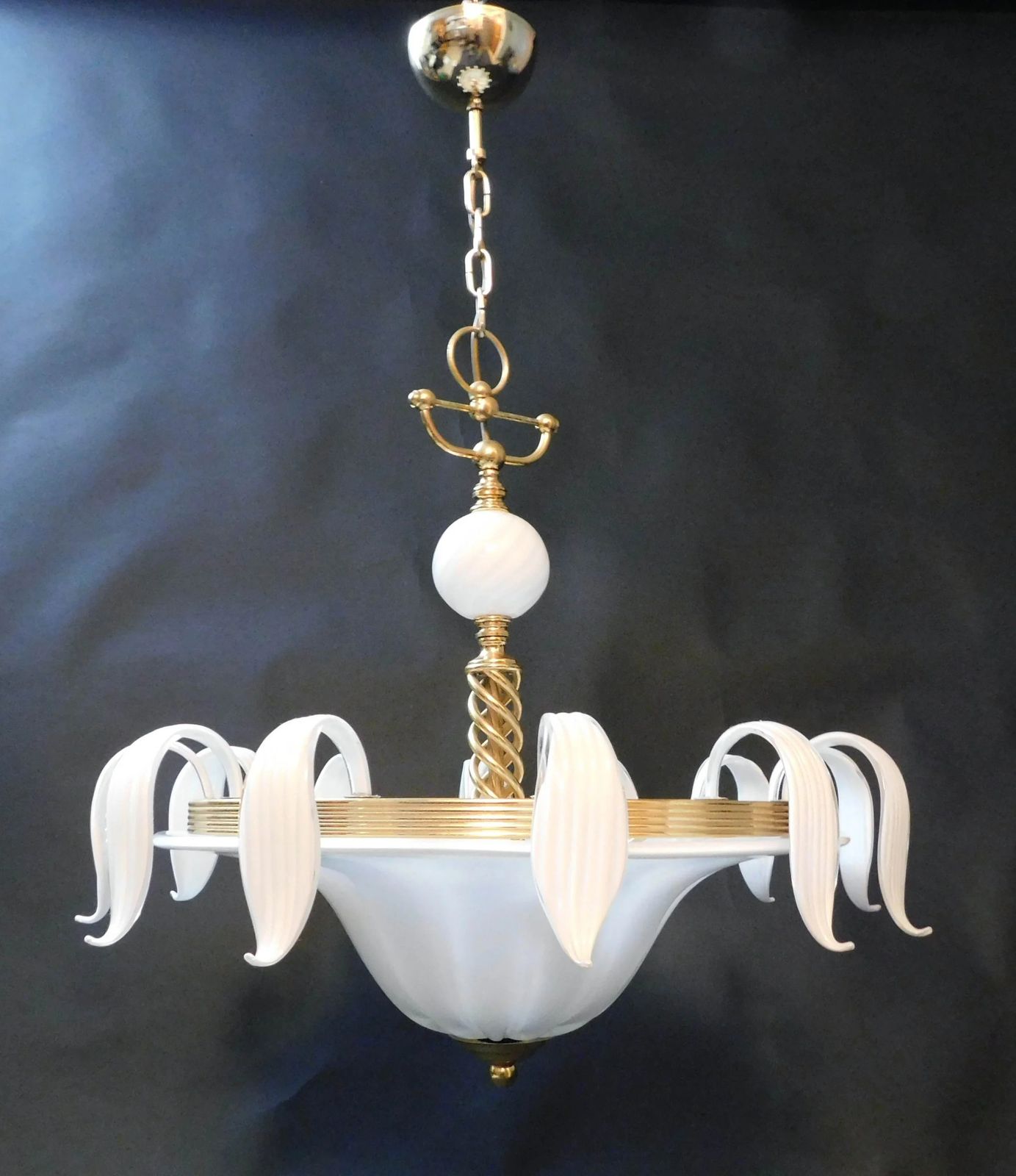 Milky White Murano Chandelier, 1960s photo 2676.0
