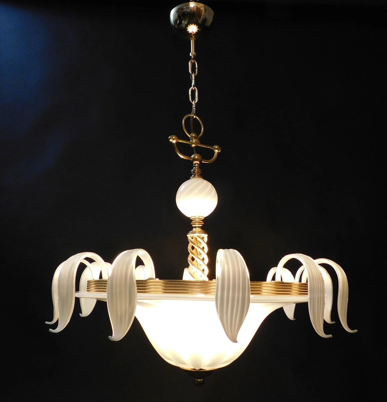 Milky White Murano Chandelier, 1960s photo buy
