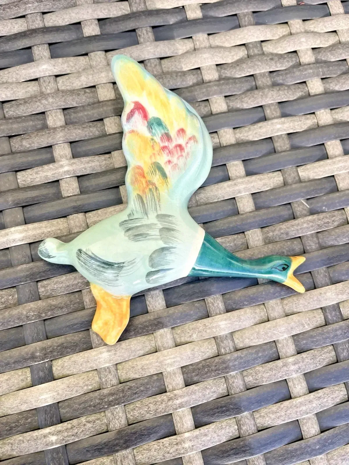 99.0 Set Of 3 Staffordshire Flying Duck Mallard Wall Plaques Pocket Vases Not Beswick photo