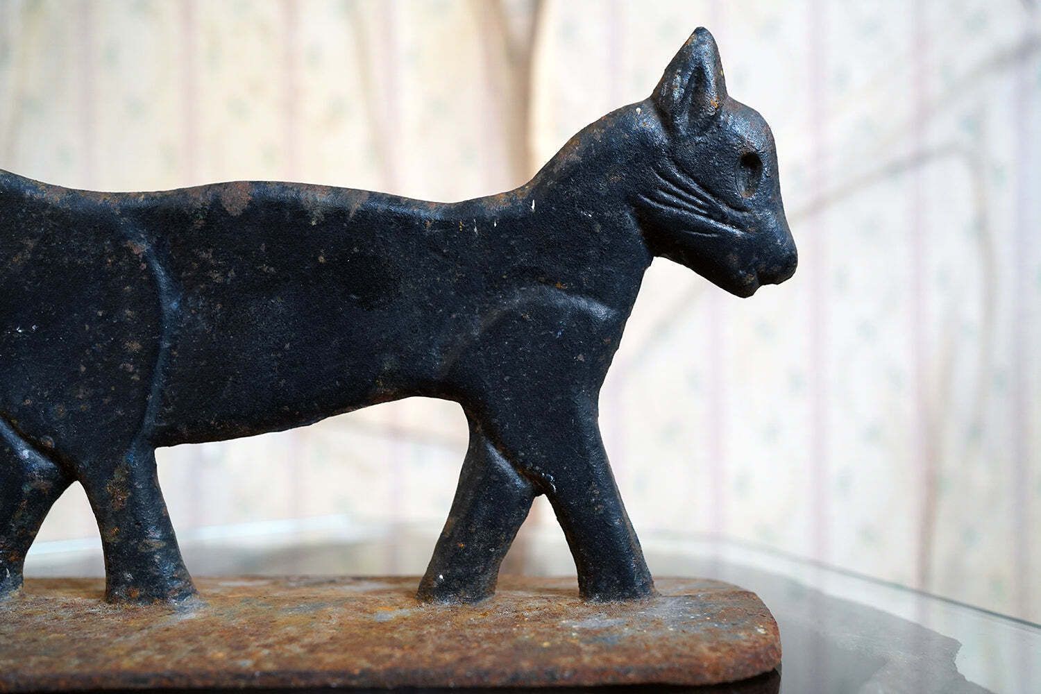 An Early 20thc American Folk Art Painted Cast Iron Boot Scraper Formed As A Cat C.1920