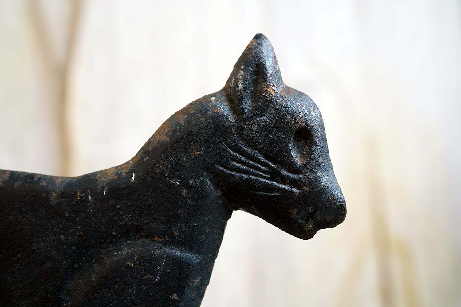 An Early 20thc American Folk Art Painted Cast Iron Boot Scraper Formed As A Cat C.1920 photo vinterior