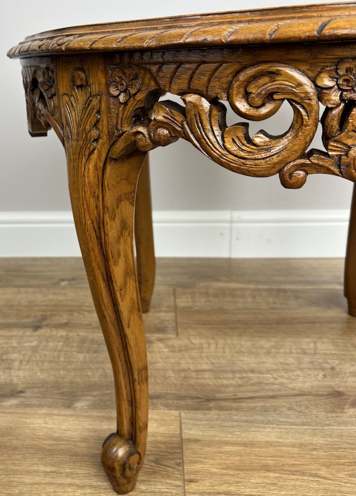 Coffee Table Vintage French Louis Style Oak Carved Cane Top Side Table Lot 4865 photo Furniture