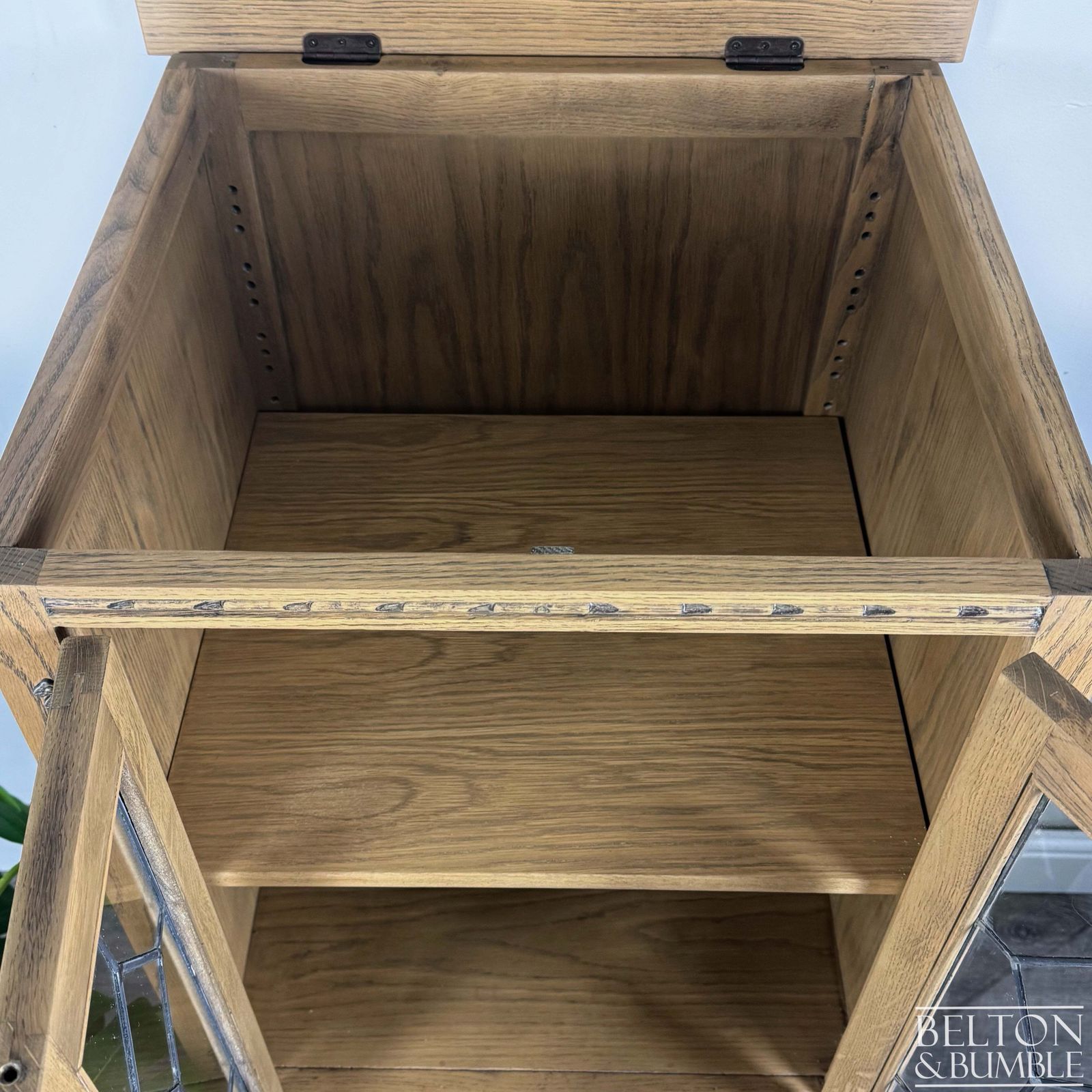 Old Charm Wood Brothers Lift Lid Cabinet In Washed Oak photo Furniture