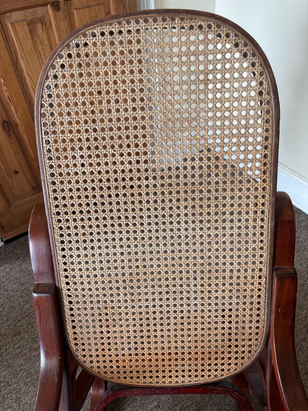 Vintage Rocking Chair Rattan And Bentwood Thonet Style 1970s Retro photo 355.0