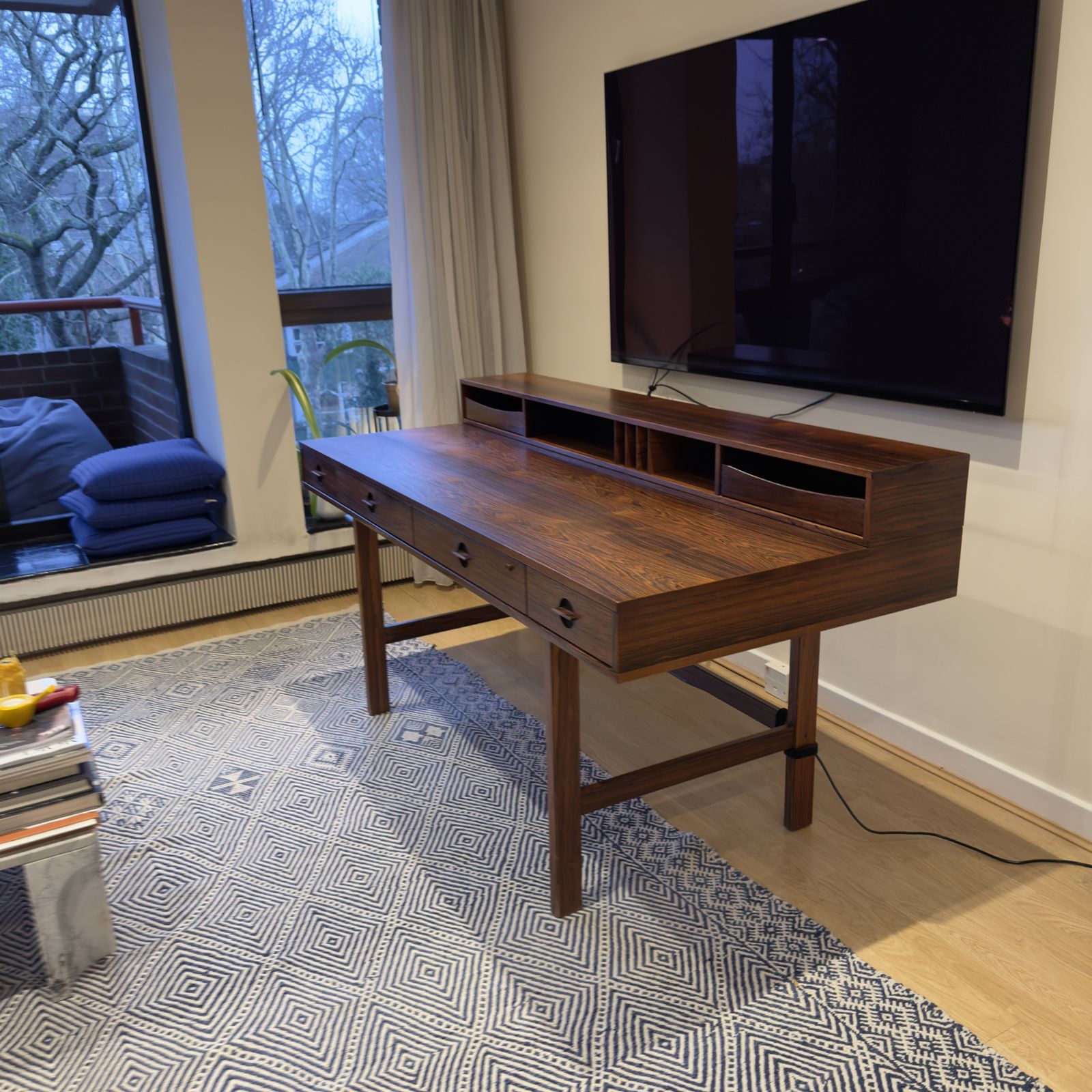 Flip Top Partners Desk In Rosewood By Peter Løvig Nielsen For Løvig, Denmark, 1960s