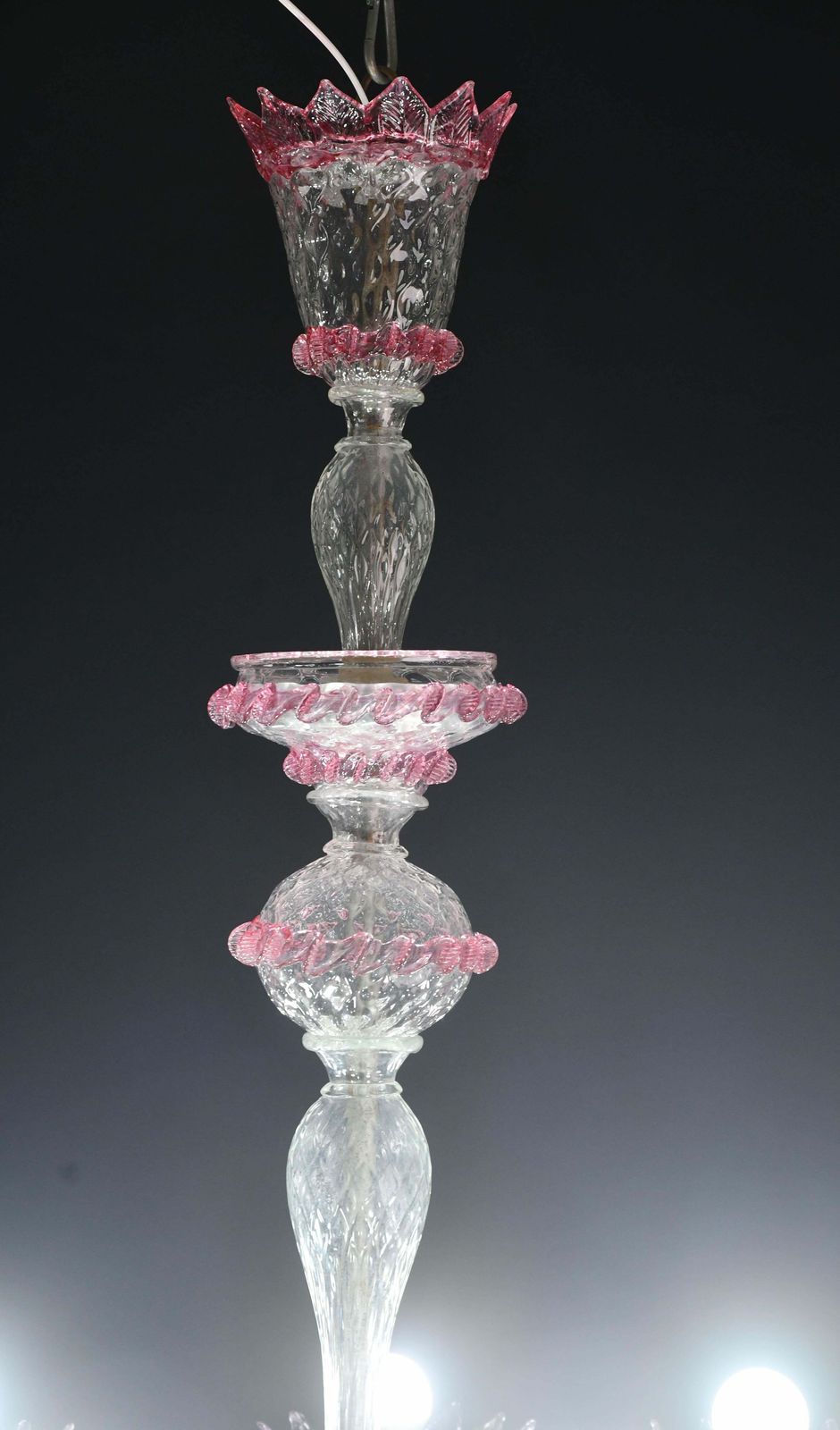 Wonderful Vintage Pink Venetian Chandelier Murano Glass 7 Arms photo vinterior