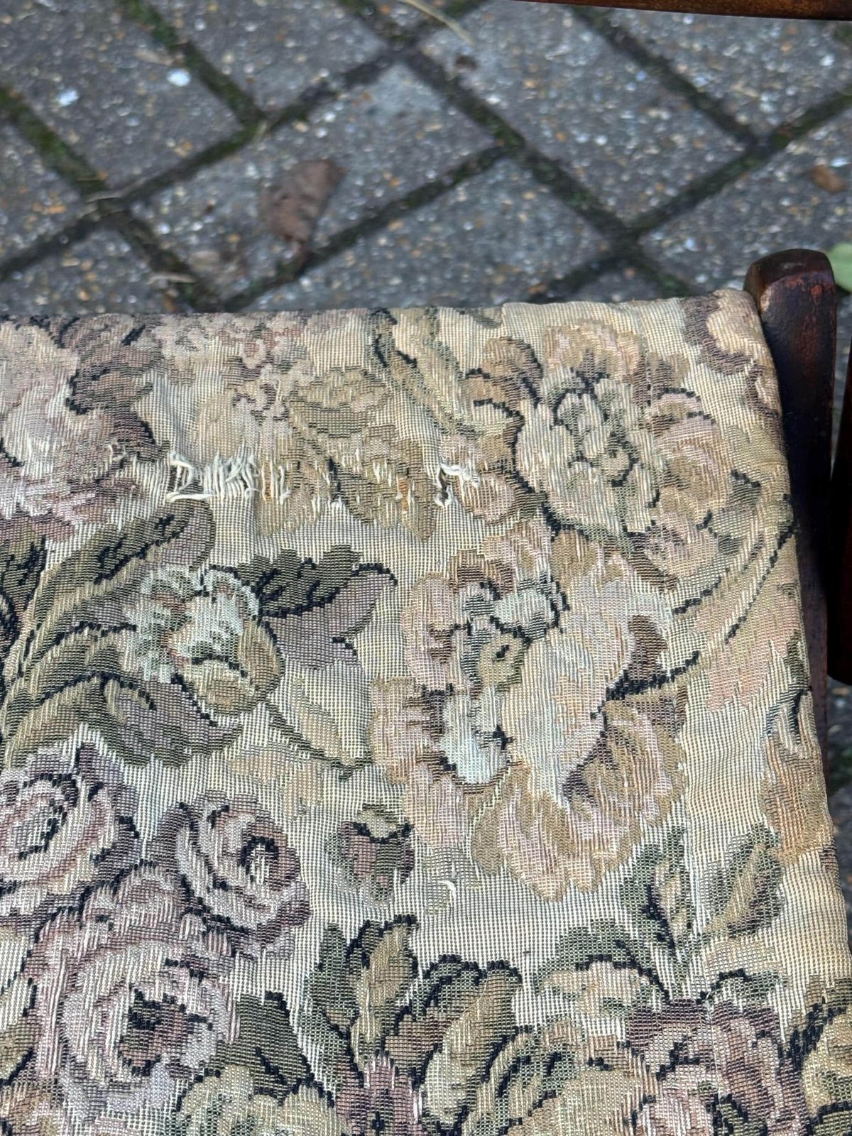 photo buy Antique Edwardian Folding Campaign Armchair With Floral Upholstery, Camping Chair Antique