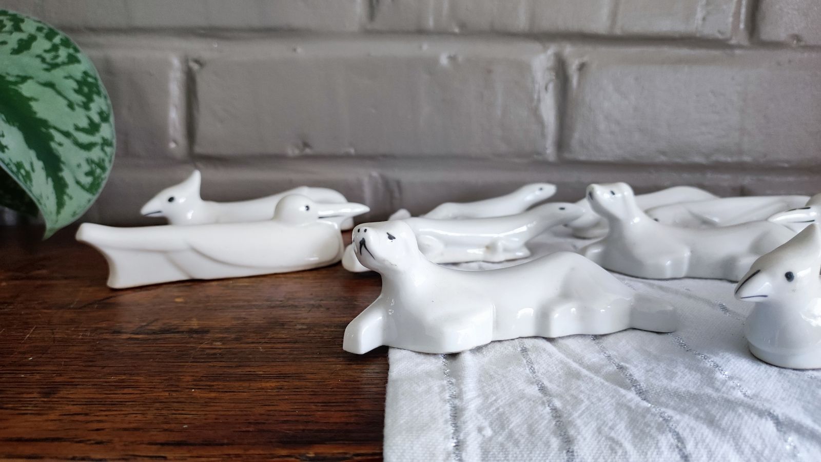 Art Deco Porcelain Animal Figure Knife Rests, S/10