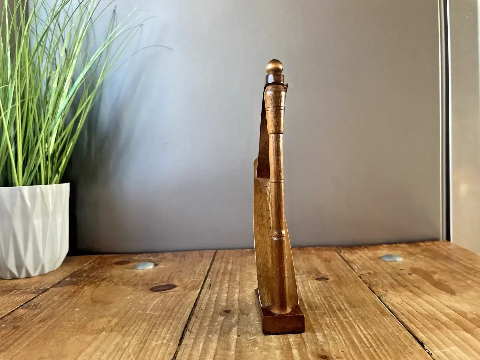 Vintage Miniature Model Welsh Wooden Harp Music Display Desk Souvenir Antique photo Home Decor