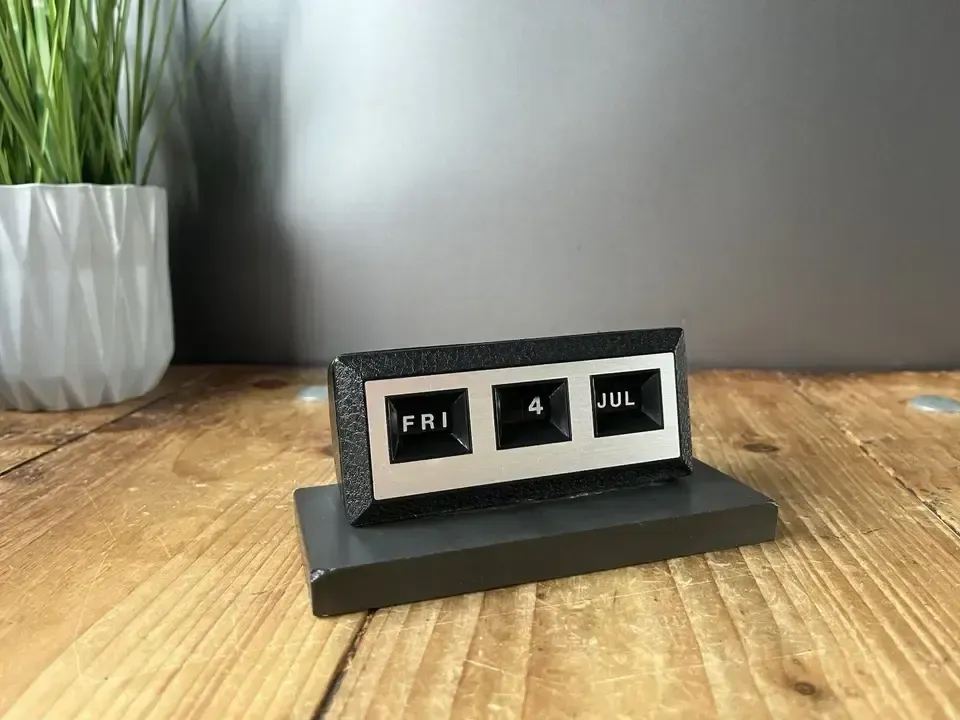 Vintage Plastic Faux Leather Eagle Brand Slate Mounted Perpetual Desk Calendar photo 50.0