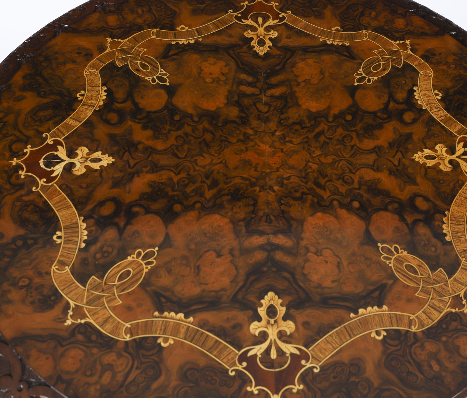 Pair Victorian Burr Wanut & Marquetry Occasional Tables 19th C photo vinterior