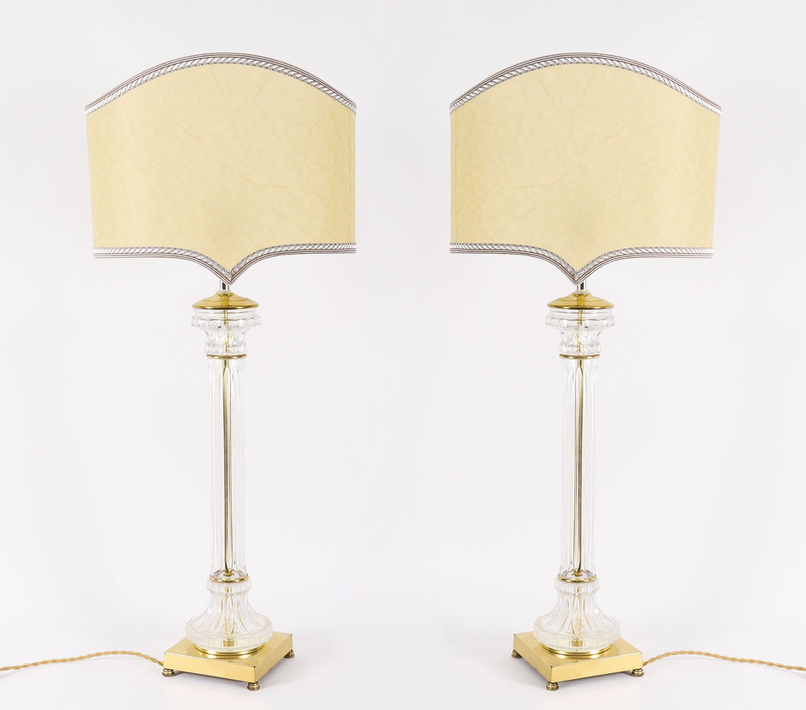 Monumental Pair Art Deco Glass & Ormolu Lamps 20th C