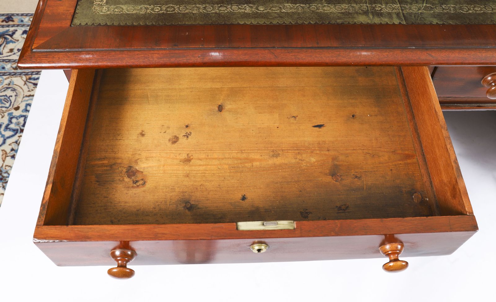 Victorian Flame Mahogany Partners Pedestal Desk C.1860  19th C photo vintage