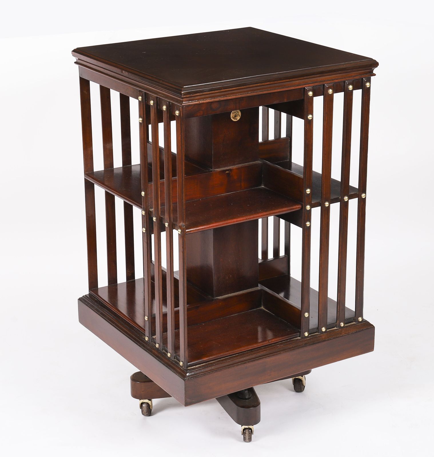 Antique English Mahogany Revolving Bookcase By Maple & Co Circa 1890 photo furniture