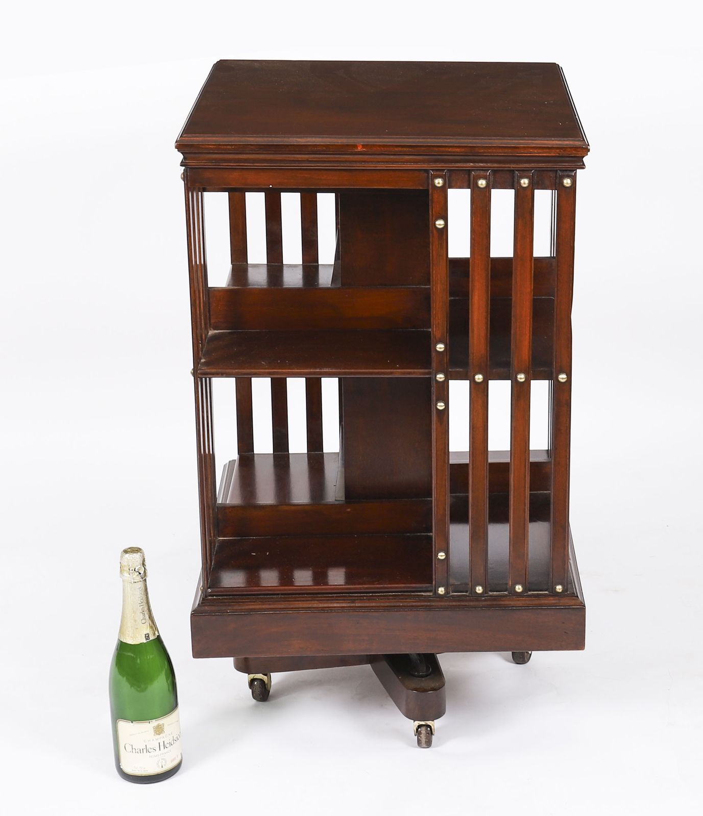 photo for sale Antique English Mahogany Revolving Bookcase By Maple & Co Circa 1890