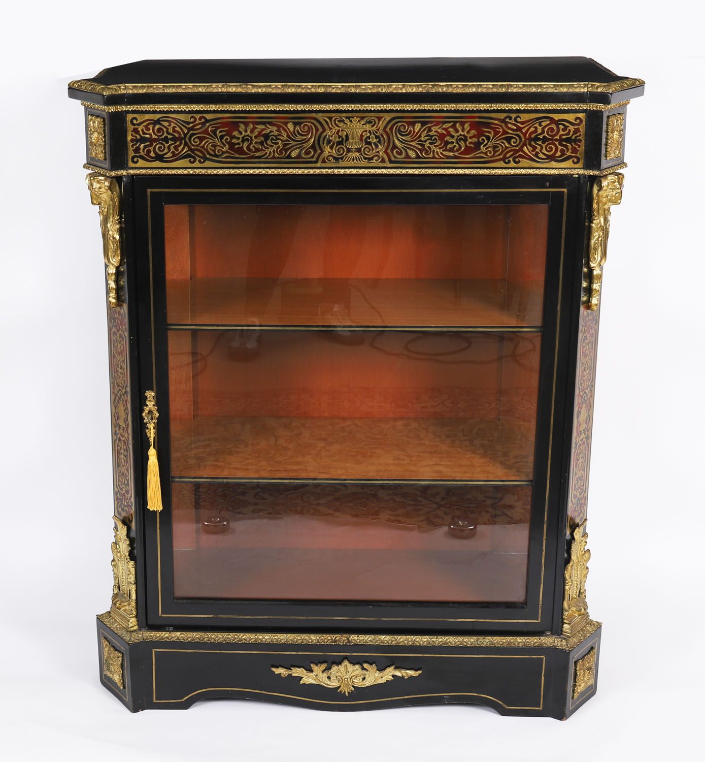 Antique French Napoleon III Ebonized Boulle Pier Cabinet C.1860 19th C photo for sale