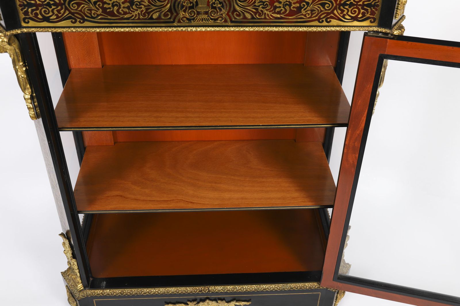 Furniture Antique French Napoleon III Ebonized Boulle Pier Cabinet C.1860 19th C photo