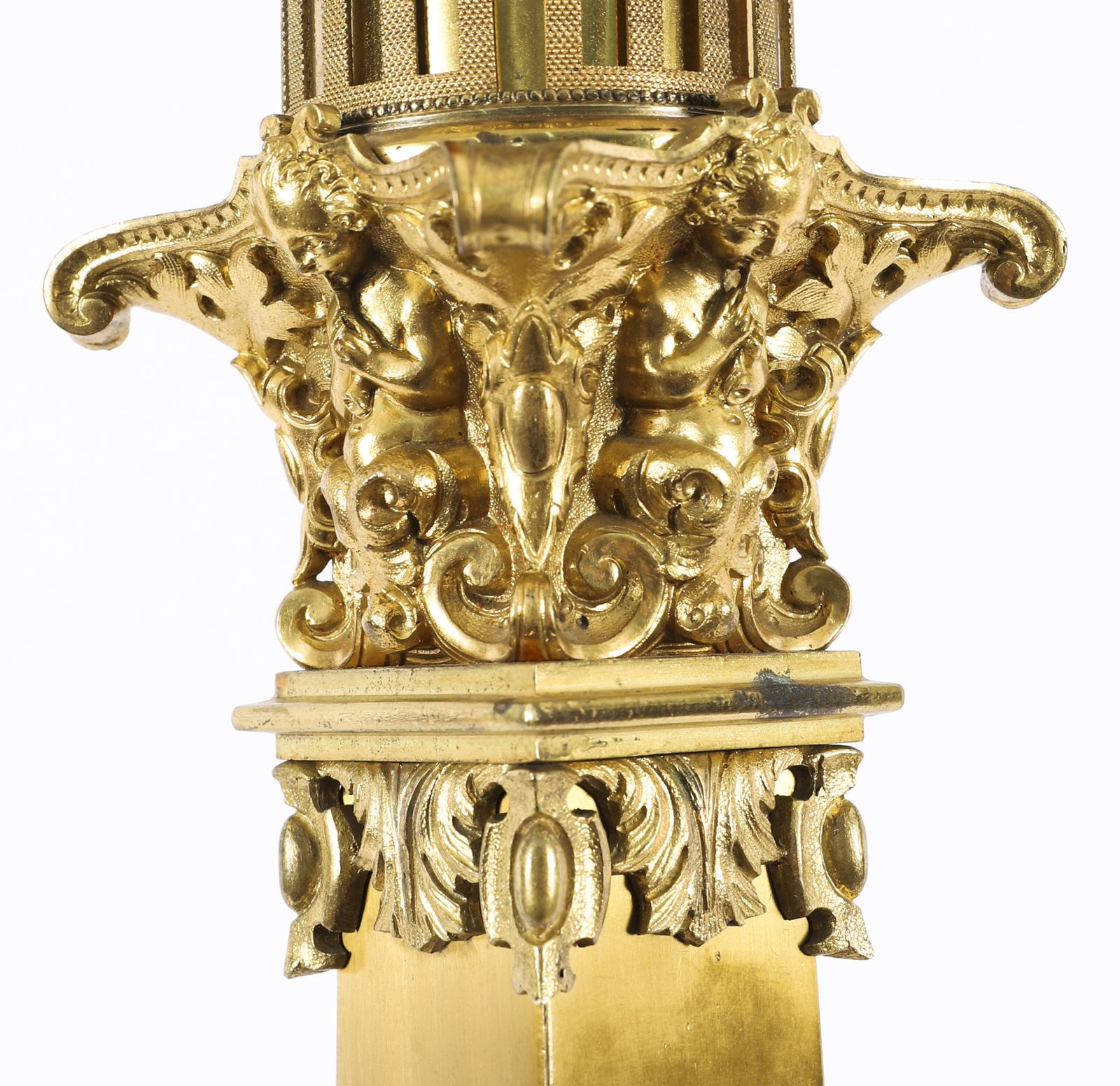 photo furniture Antique Monumental Pair French Ormolu Corby Castle Lamps C1850