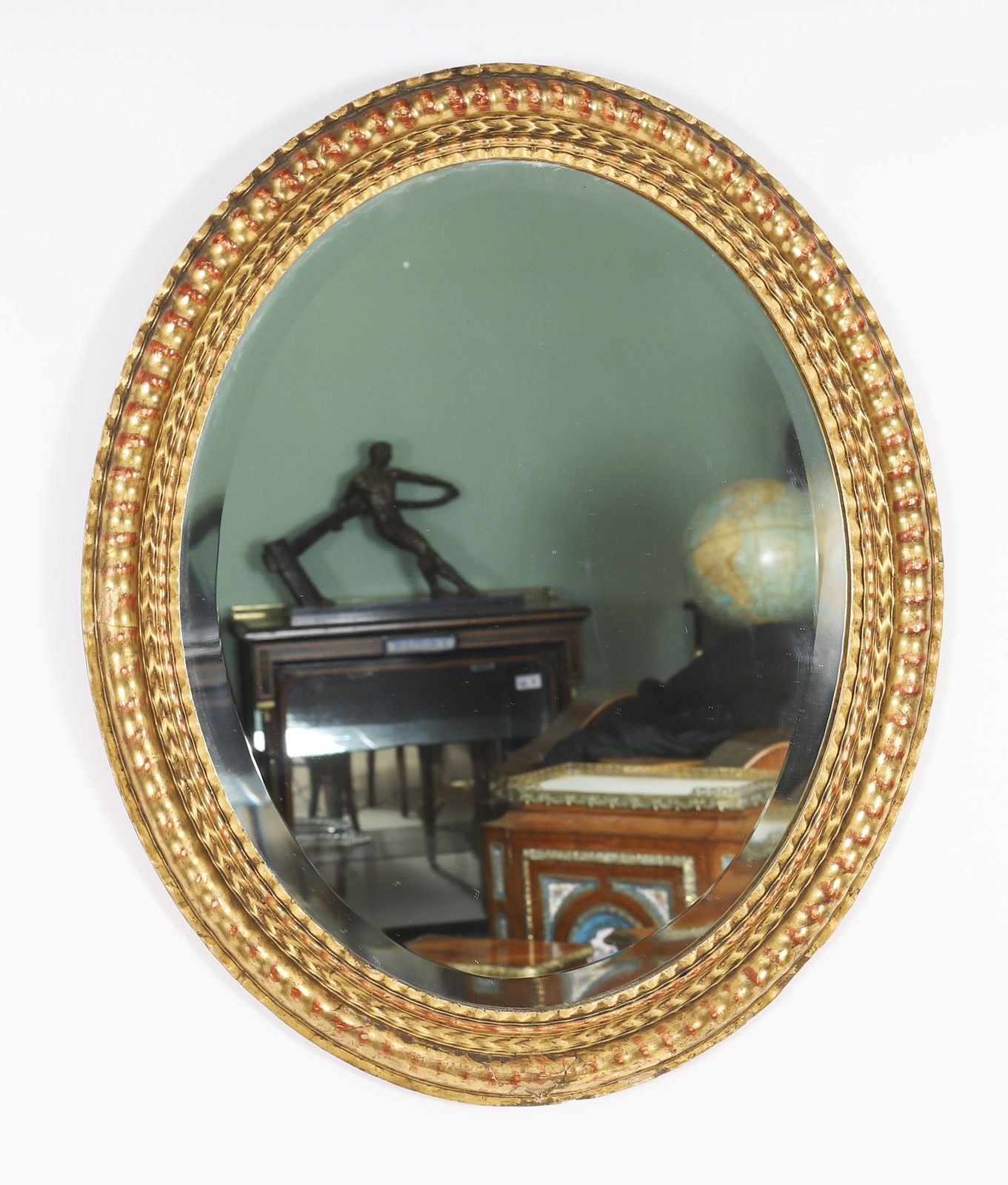 Pair French Rococo Oval Giltwood Mirrors 19th Century  58x49cm photo vintage