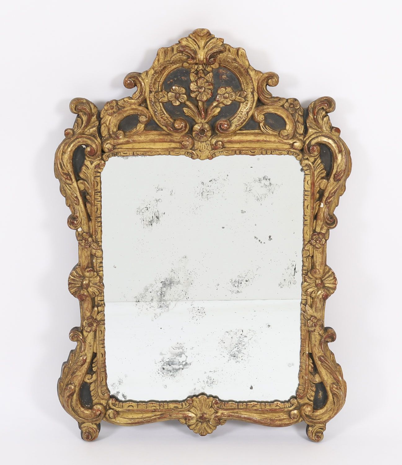 French Giltwood Overmantel Rococo Mirror 18th Century  92x64cm photo vintage
