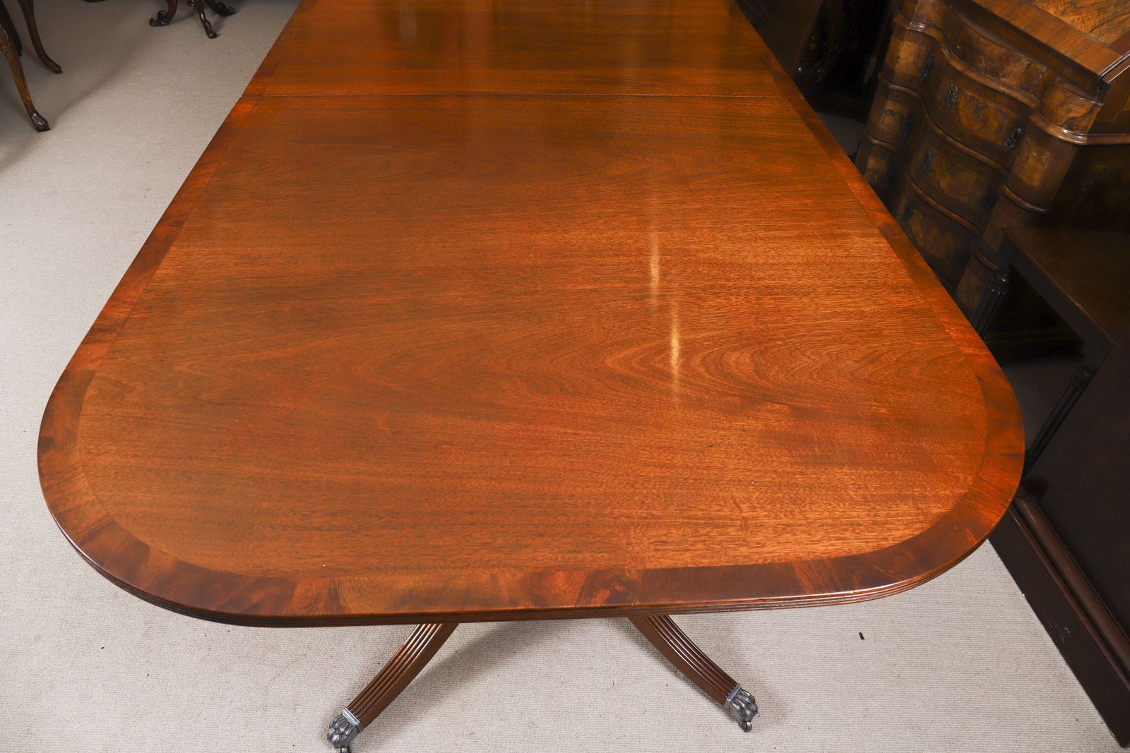 11250.0 13ft Regency Triple Pillar Dining Table 20th C & 16 Antiquechairs 19th C photo