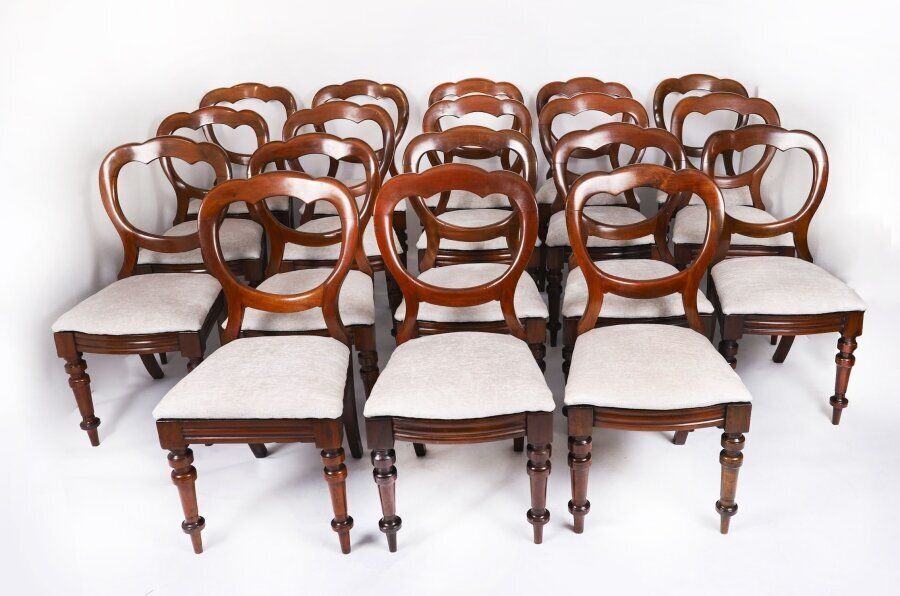 photo buy 13ft Regency Triple Pillar Dining Table 20th C & 16 Antiquechairs 19th C