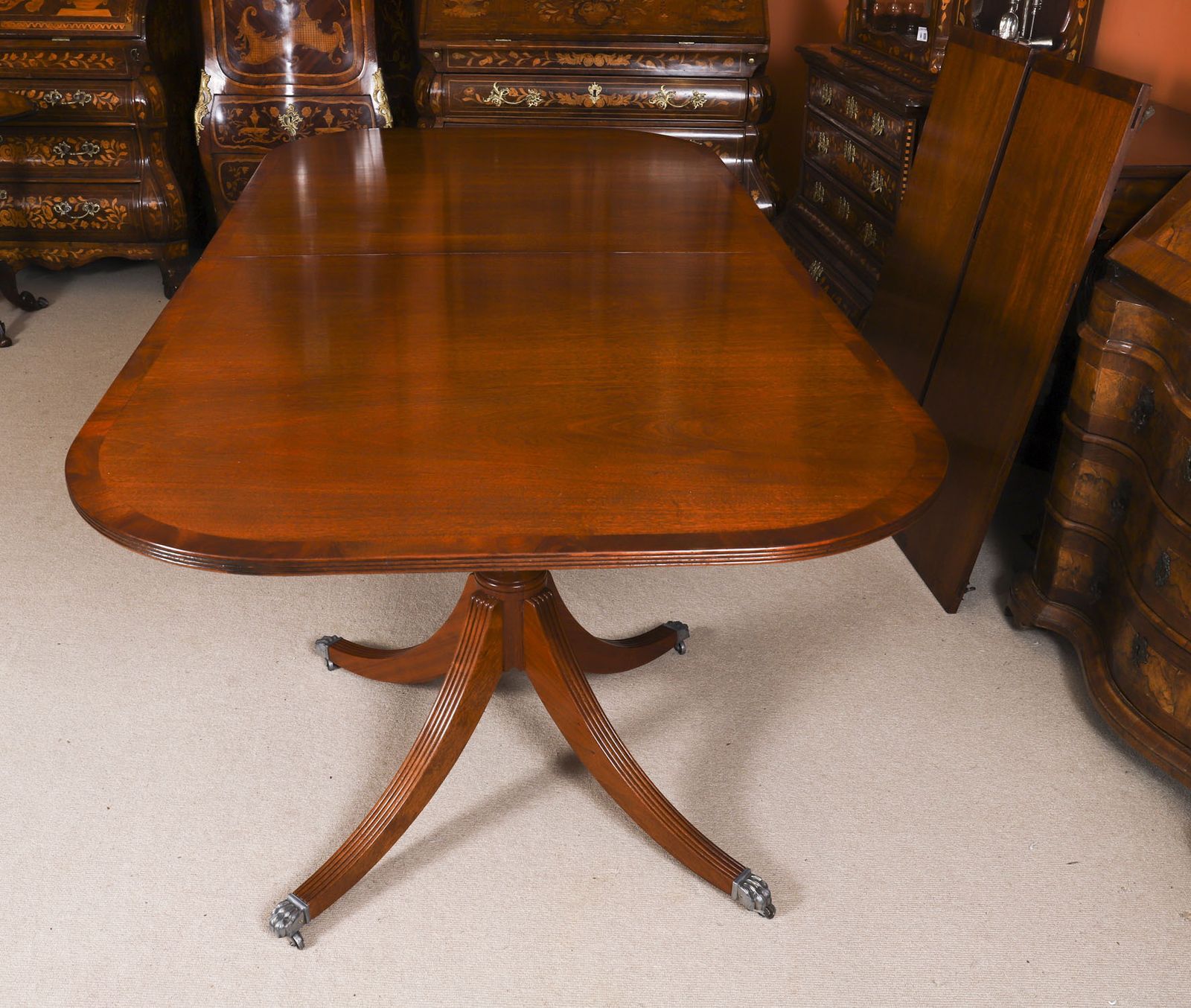 photo for sale 13ft  Regency Revival Triple Pillar Dining Table  Mid 20th C