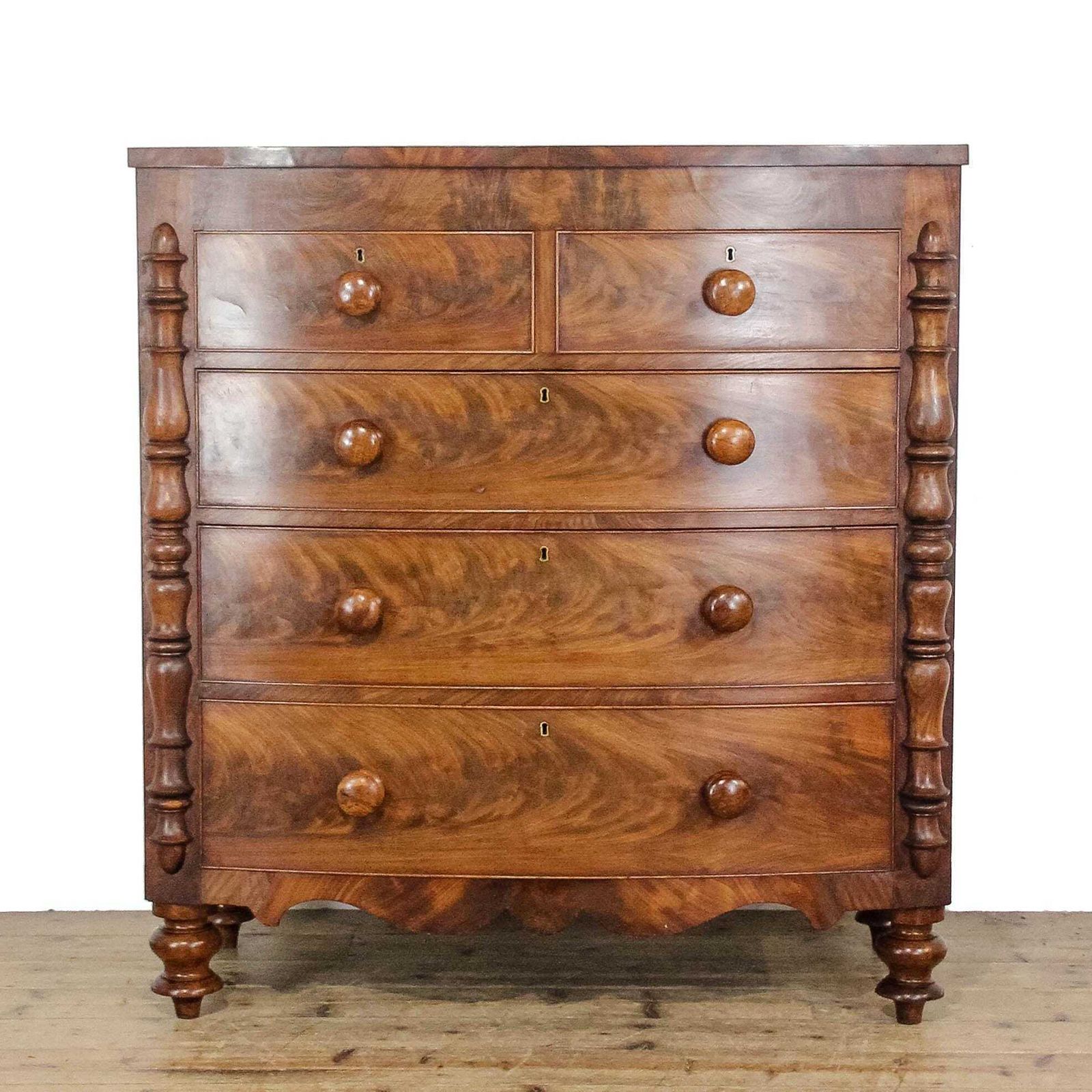 Antique Victorian Mahogany Bow Front Chest Of Drawers | Antique Storage | Bedroom Drawers | Antique Chest Of Drawer