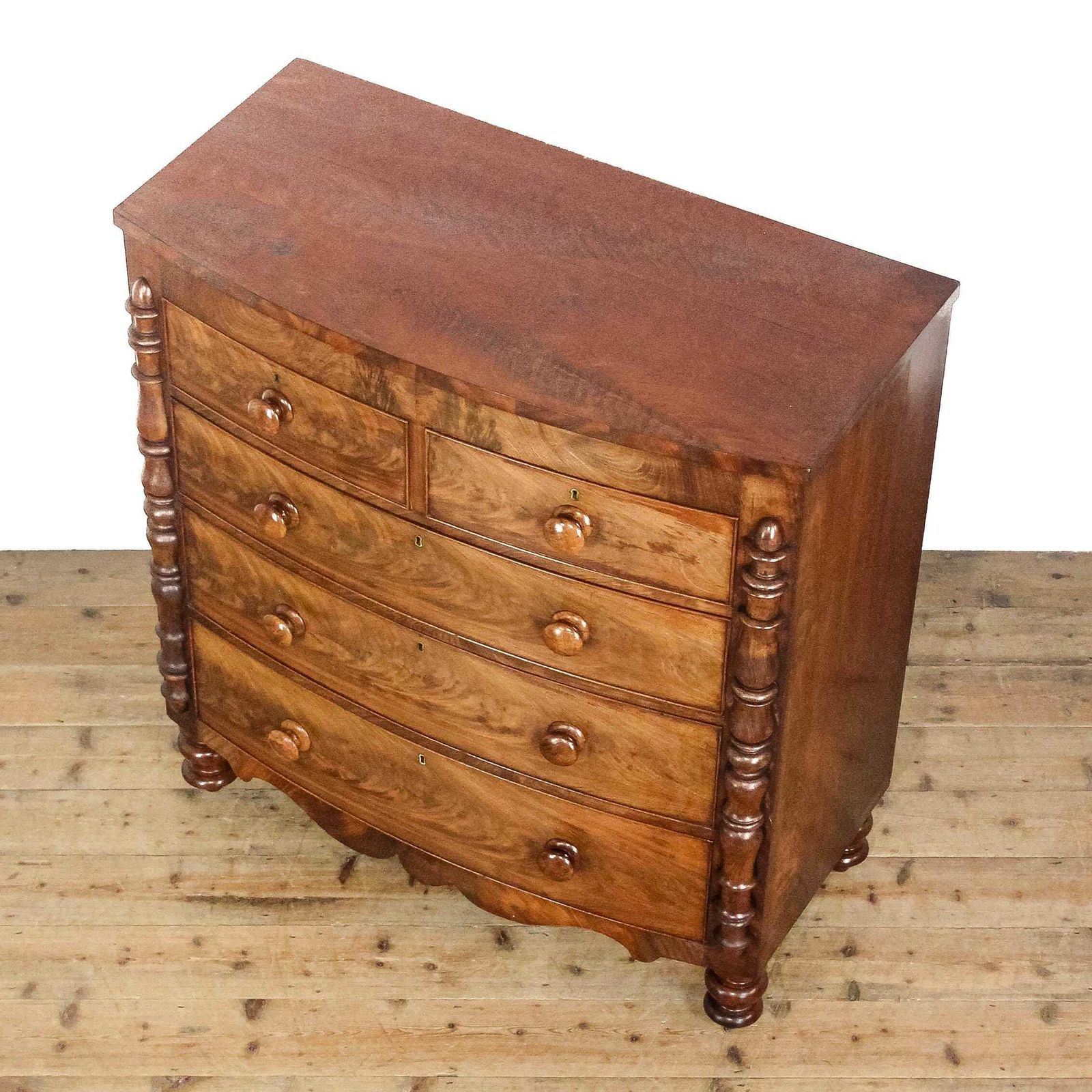 Antique Victorian Mahogany Bow Front Chest Of Drawers | Antique Storage | Bedroom Drawers | Antique Chest Of Drawer photo for sale