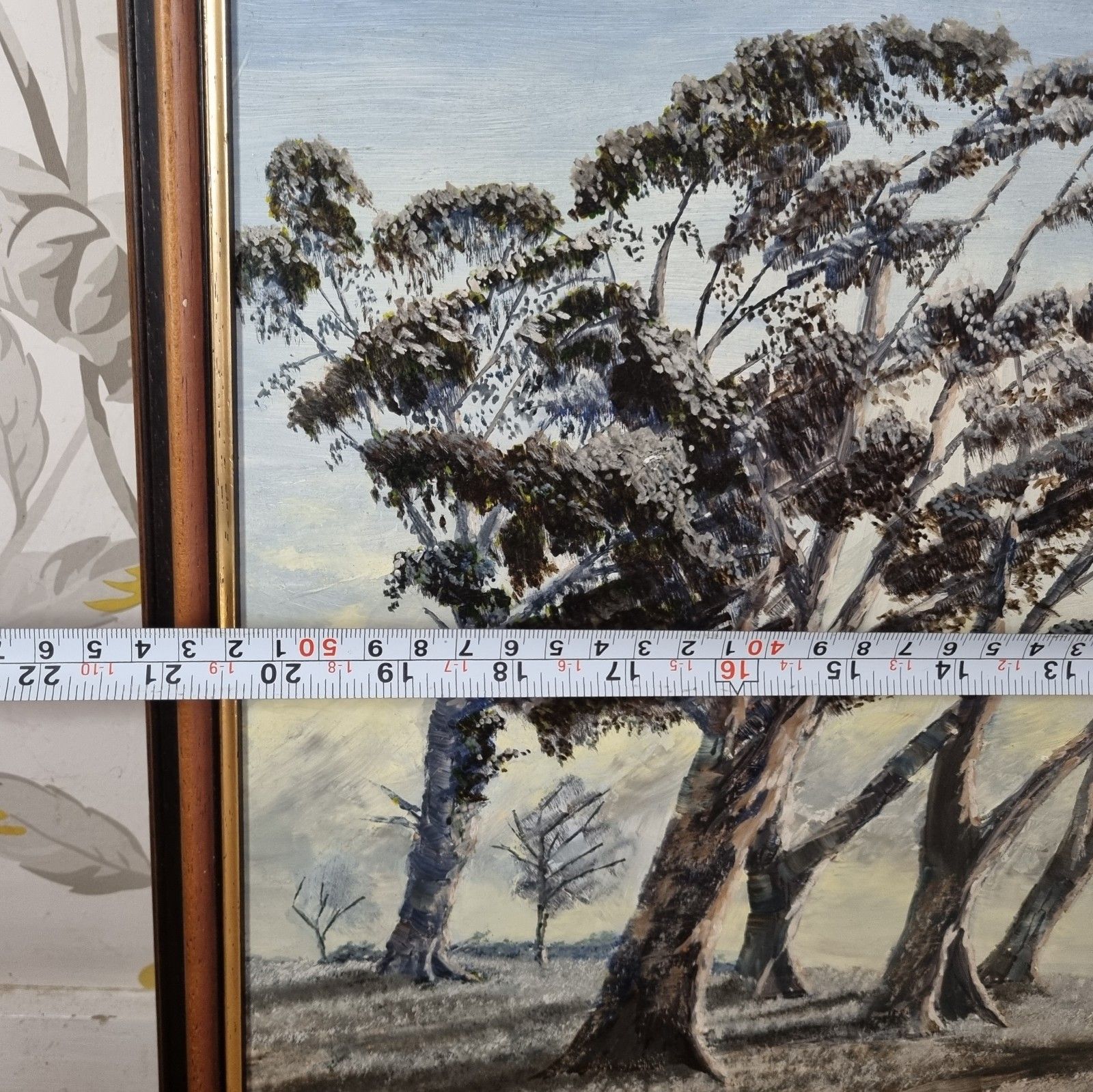 photo vinterior Framed Painting Oil On Board Landscape Trees On Hilltop Unsigned 41 X 54 Cm