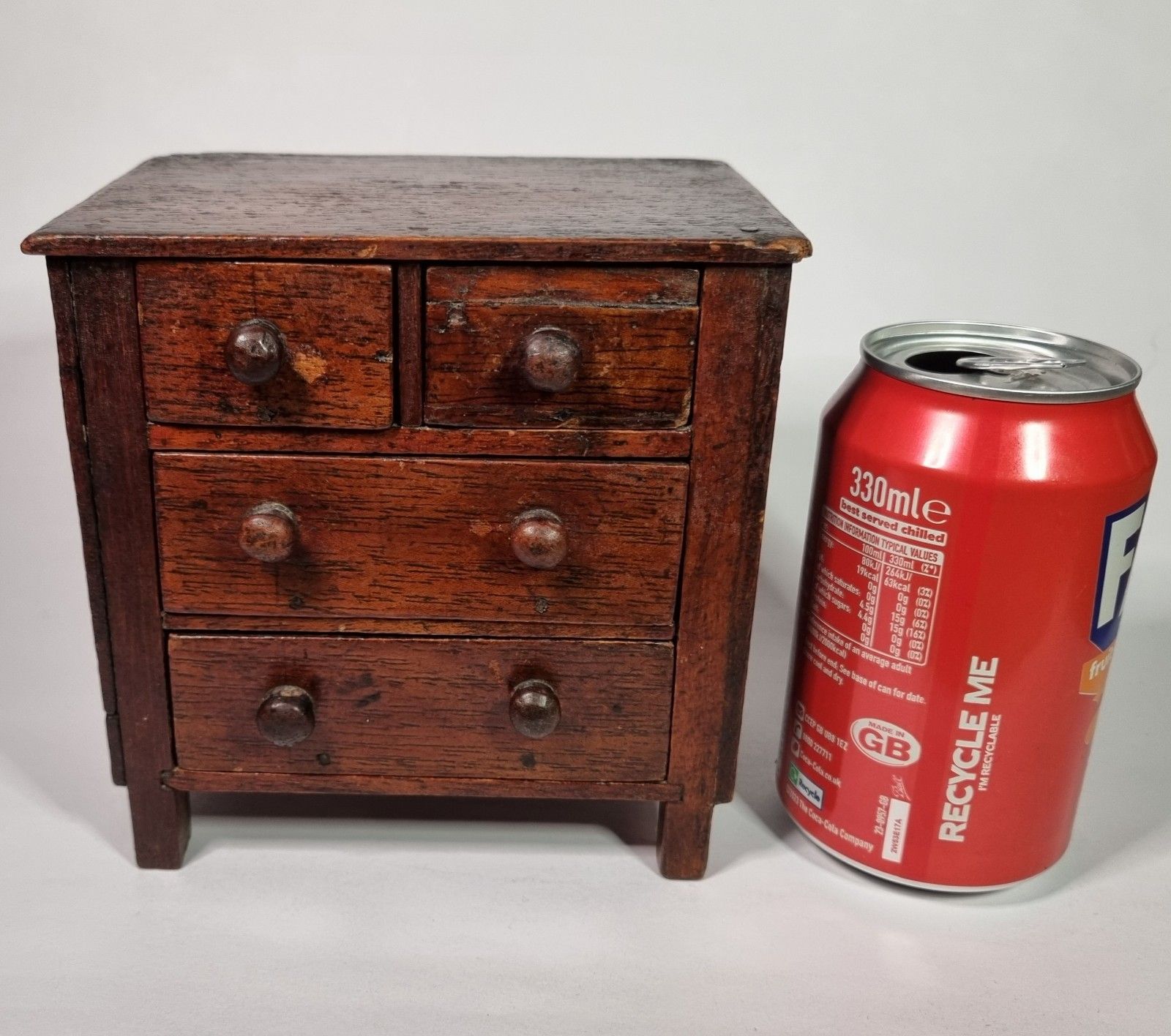 Vintage Miniature Wooden Chest Of Drawers Scratch Made Cigar Boxes Table Top