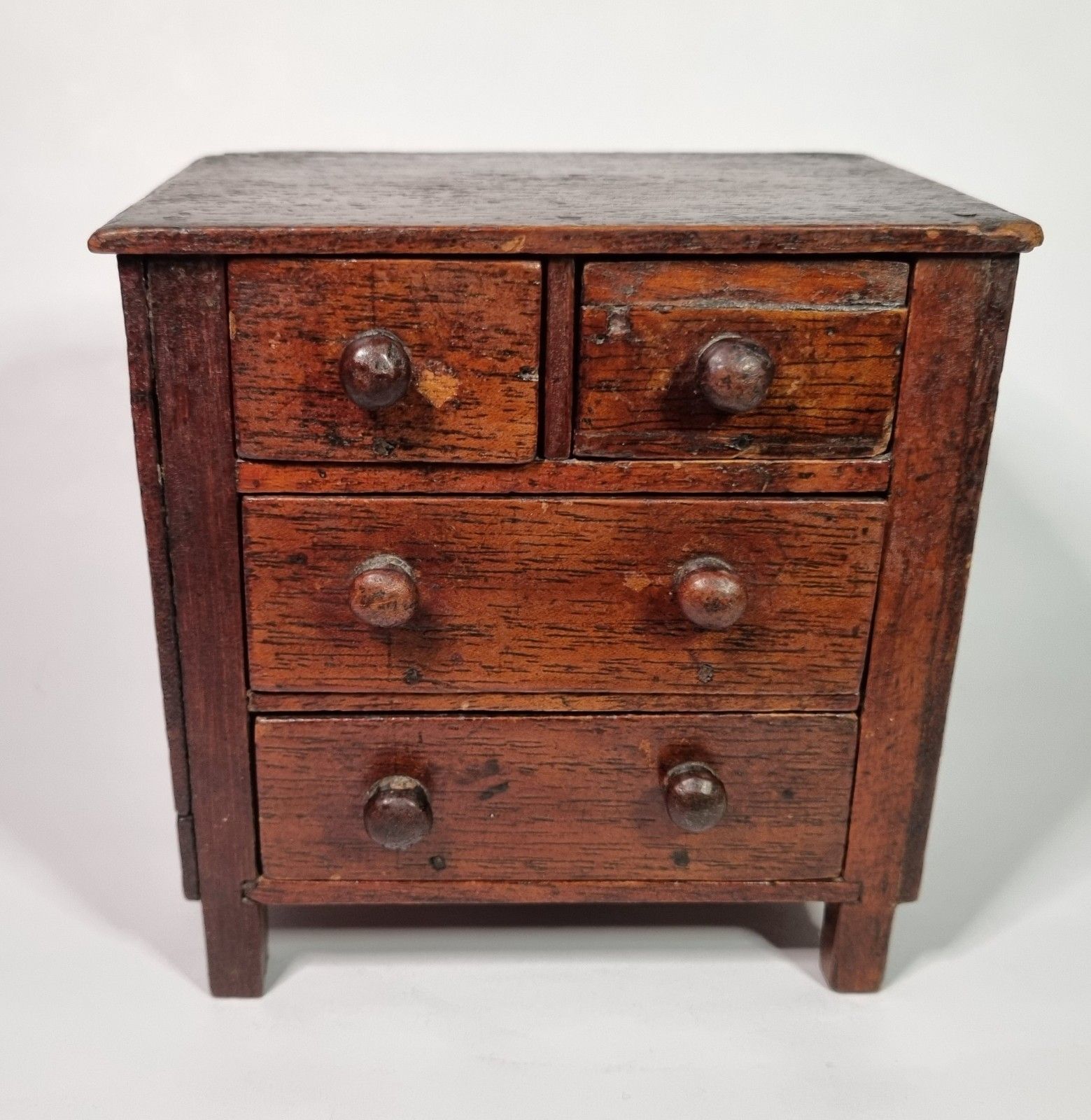 Vintage Miniature Wooden Chest Of Drawers Scratch Made Cigar Boxes Table Top photo furniture