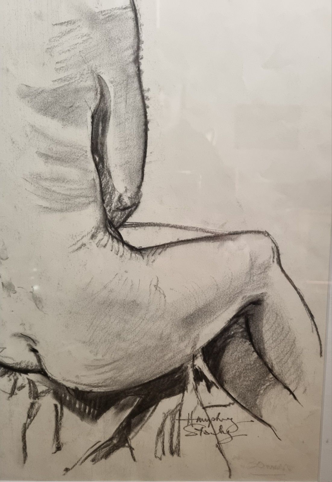 Large Framed Original Charcoal On Paper Life Drawing Nude Woman Female Signed photo vinterior