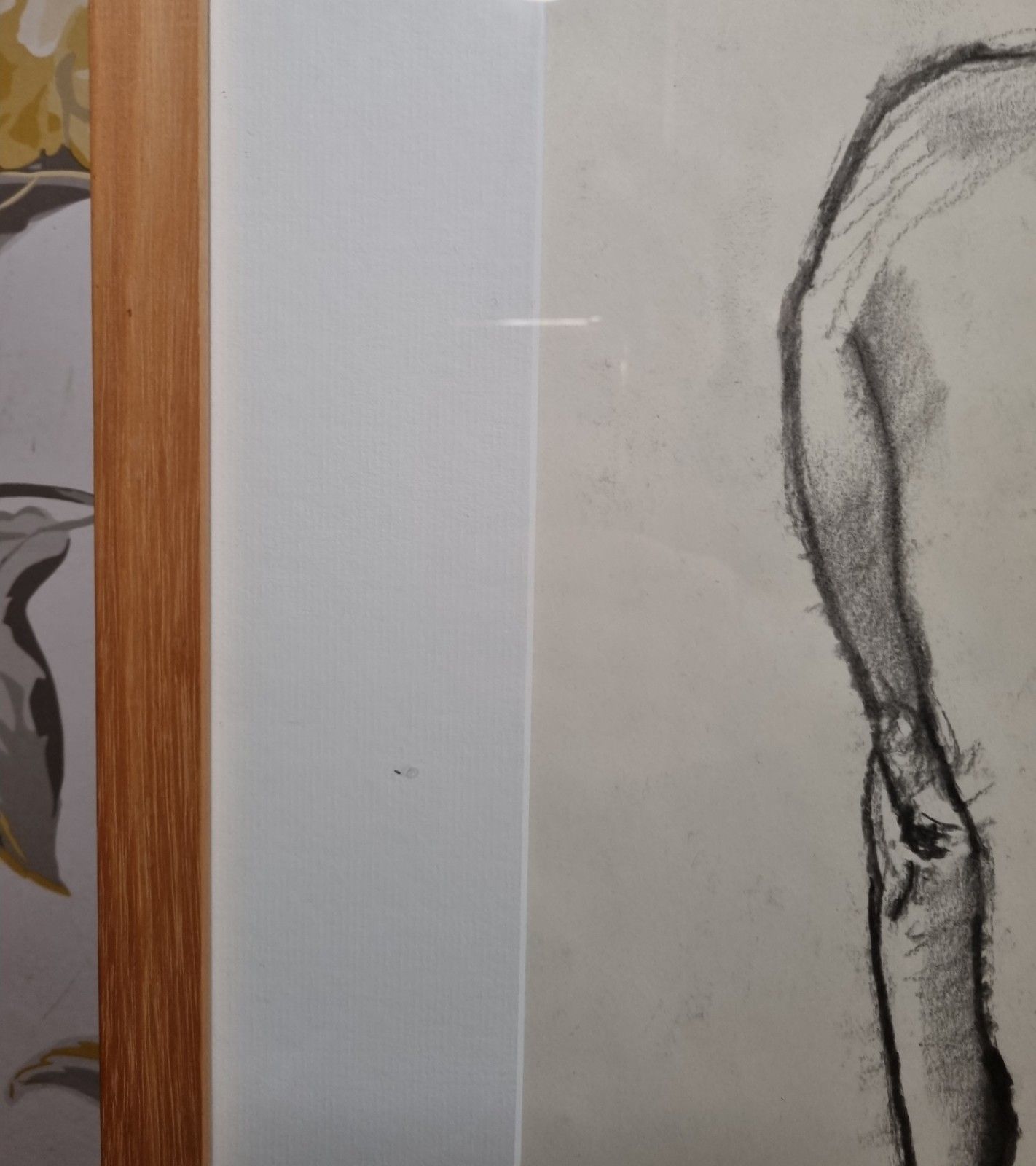 photo for sale Large Framed Original Charcoal On Paper Life Drawing Nude Woman Female Signed