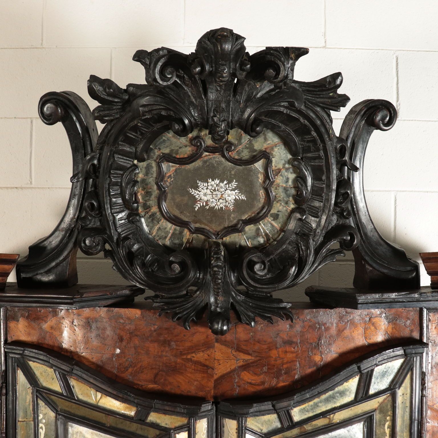 Antique Trumeau With Mirrors Walnut Slab Italy XX Century photo Furniture