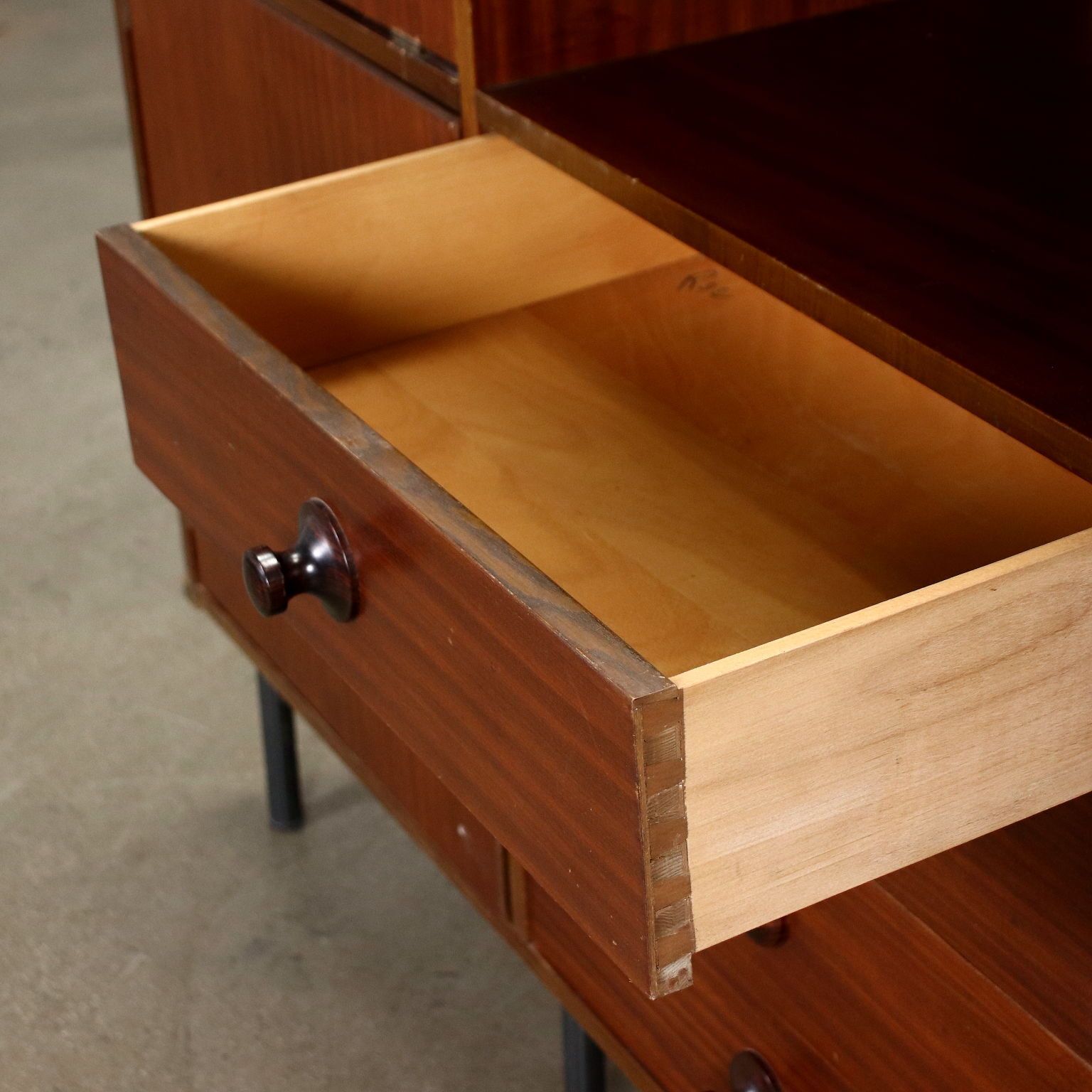 Highboard Metal Mahogany Veneer Italy 1960s photo buy