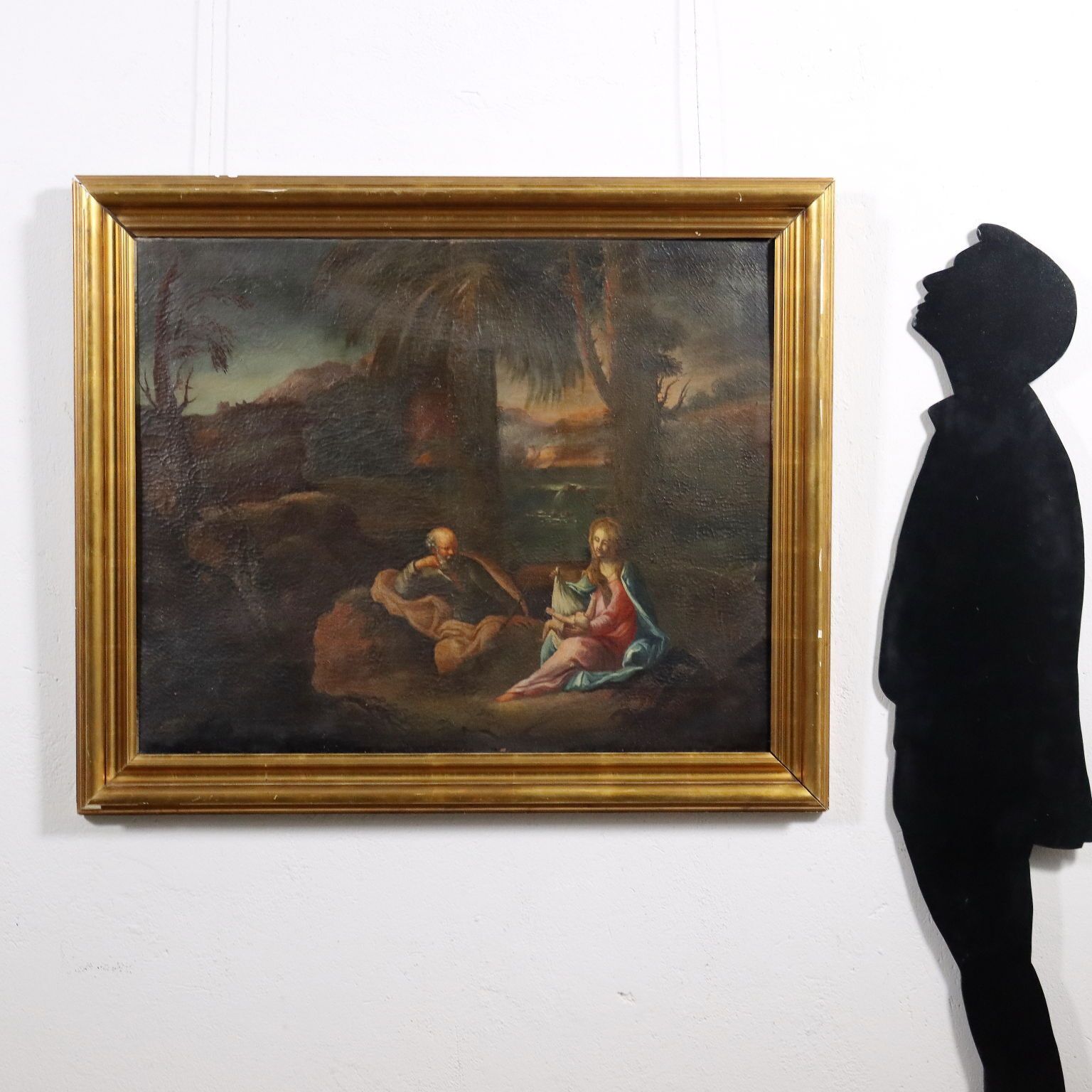 Rest On The Flight Into Egypt Oil On Canvas XVIII XIX Century photo furniture