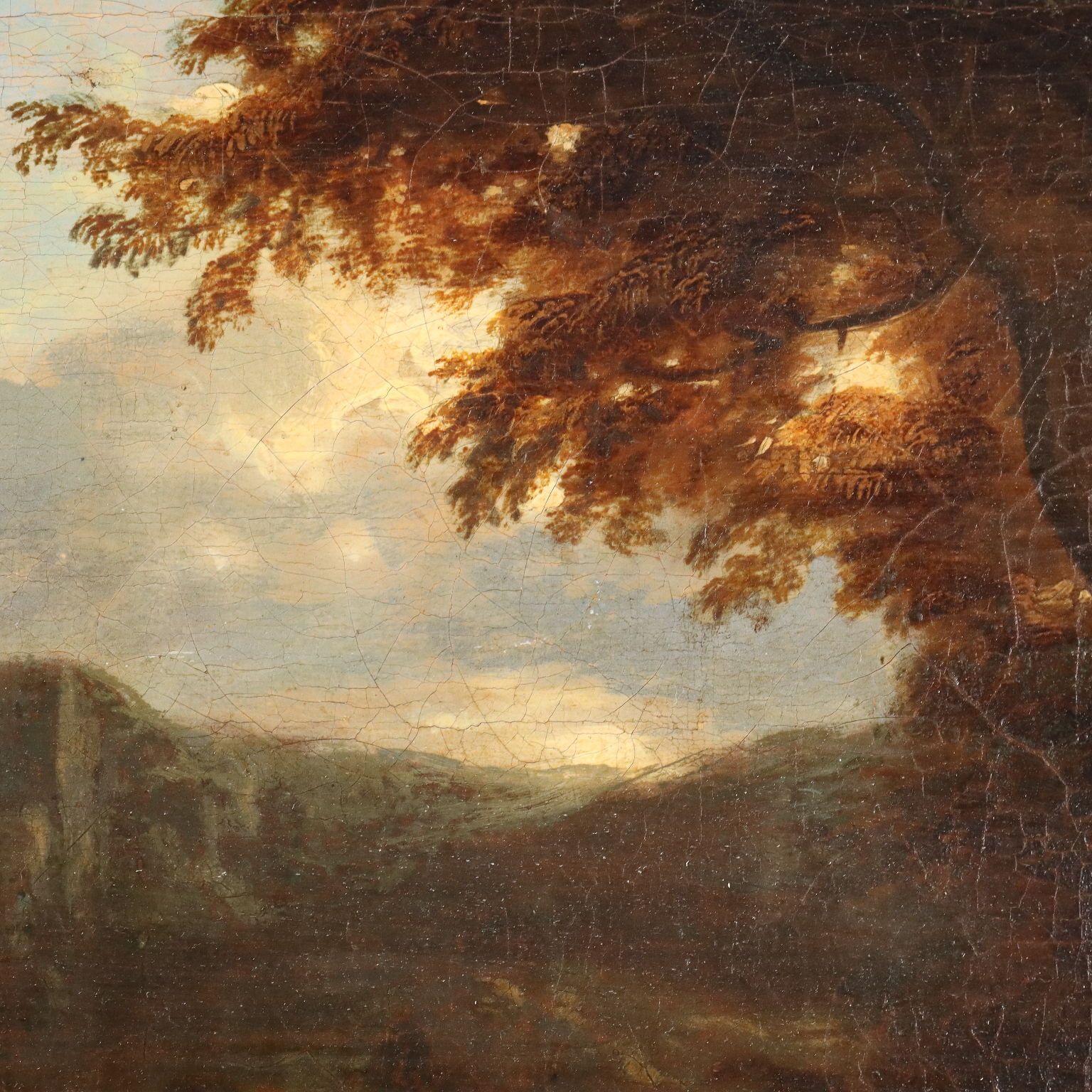 Antique Painting Landscape With Figures Oil On Canvas XVIII Century photo buy