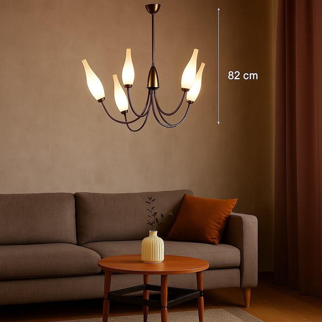 Vintage Lamp From The 50s 60s Aluminium Brass Opaline Glass photo furniture