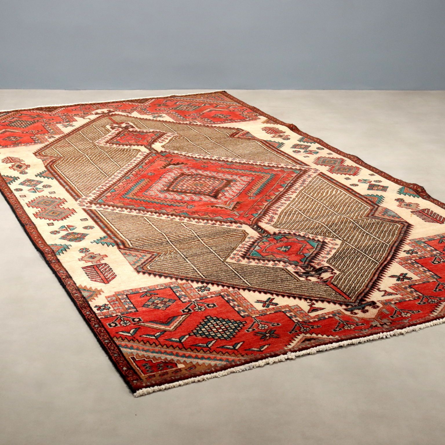 Antique Asian Carpet Cotton Wool Heavy Knot 119 X 66 In