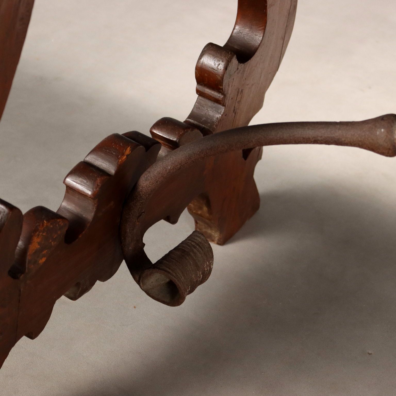 Antique Refectory Table Walnut Wrought Iron Italy XX Century photo vinterior