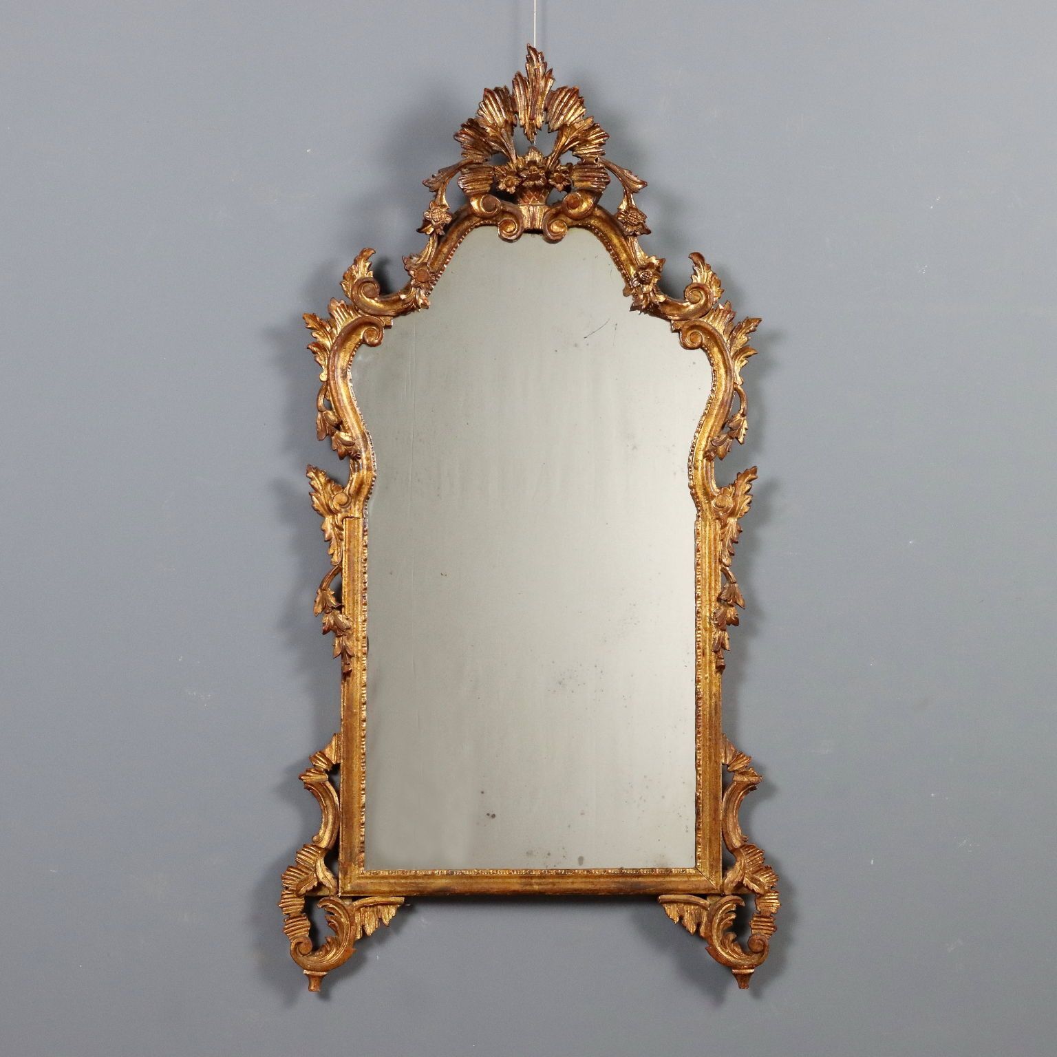 Antique Mirror Carved Gilded Wood Italy XX Century